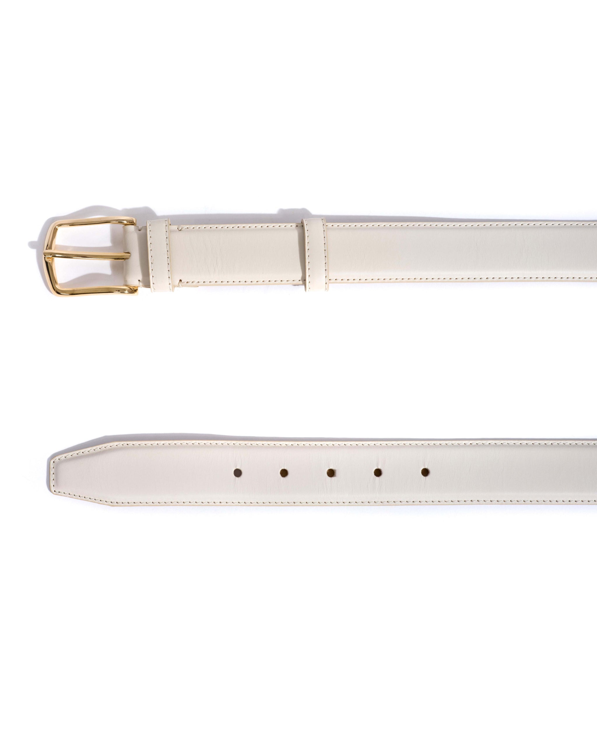 Quinn classic unisex leather belt Soft calf & metal White sand & gold buckle - Anonymous Copenhagen Belts