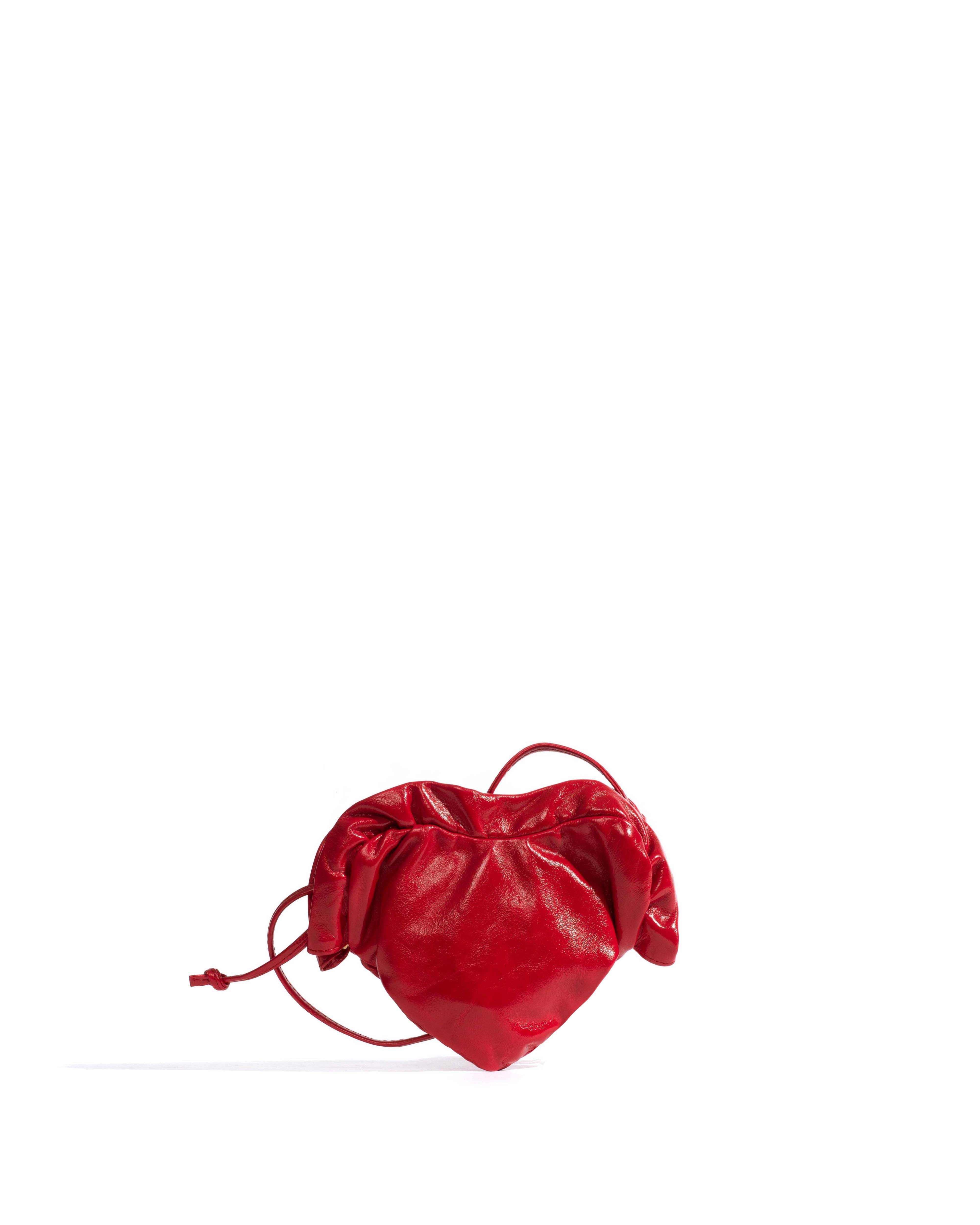 Zally petite heart bag Crinkled polished goat Scarlet