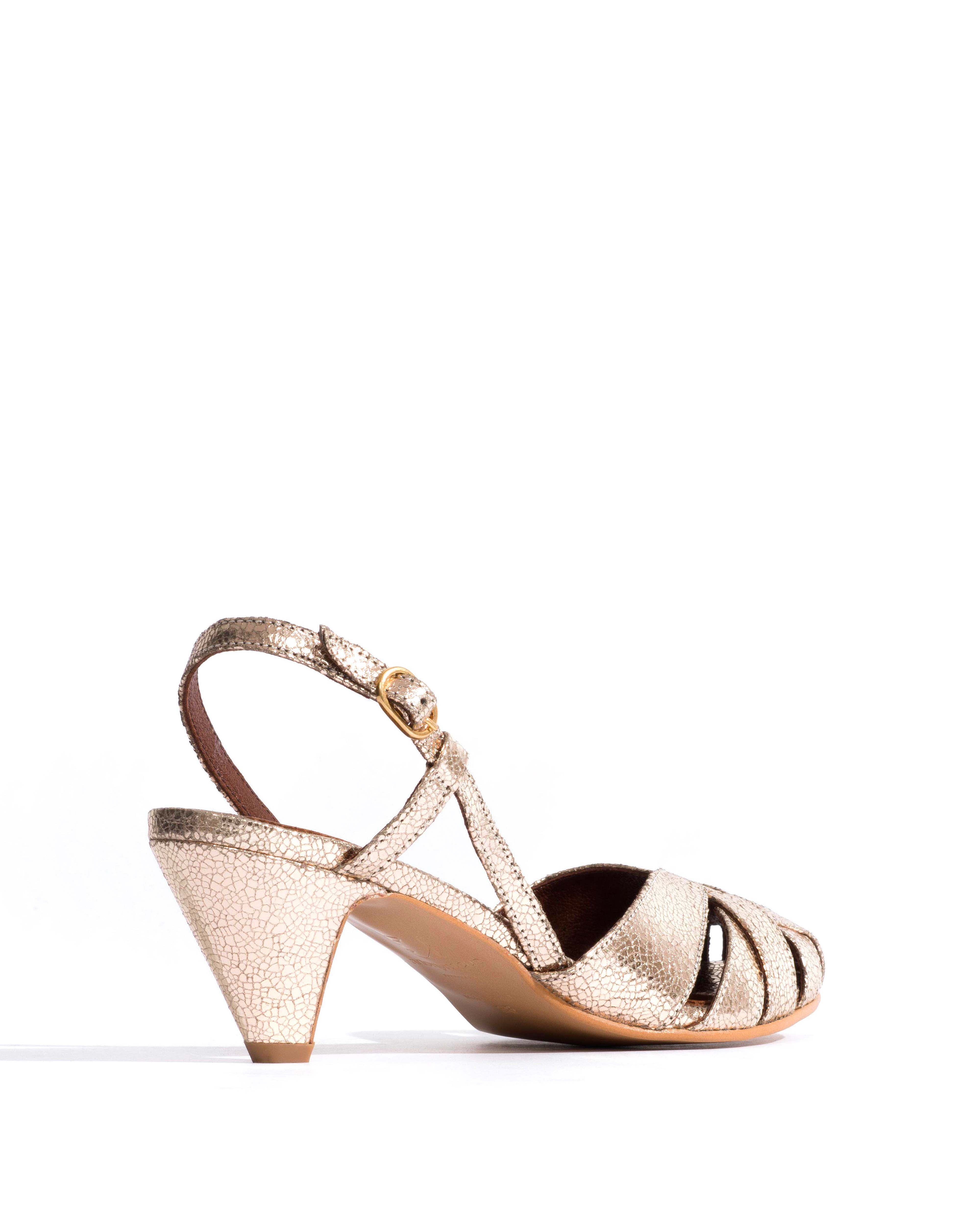 Banie 50 stiletto Crackled metallic goat Vintage champagne