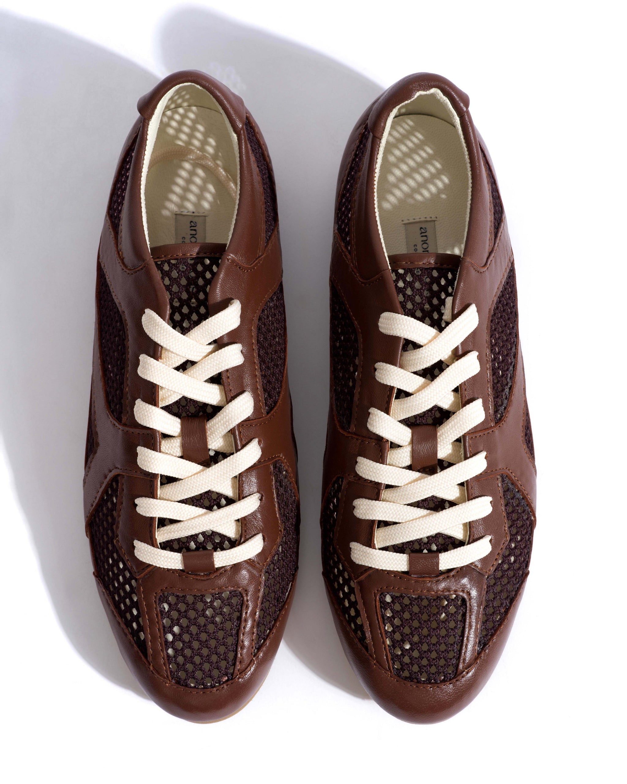 Sneakerina Shiny lamb & netted mesh Chocolate - Anonymous Copenhagen Sneakers