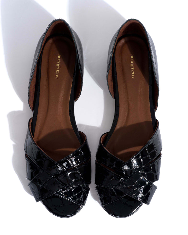 Sanni 20 Polished croco calf Black– Anonymous Copenhagen DK