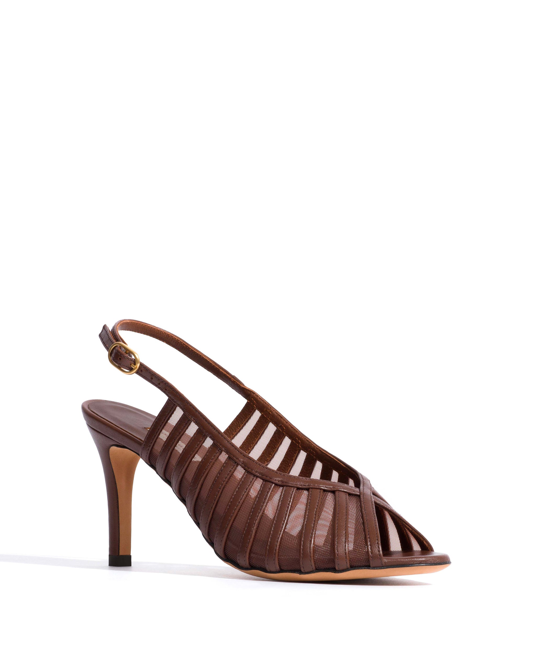 Carminho 75 mesh Shiny lamb & mesh Chocolate - Anonymous Copenhagen Heels