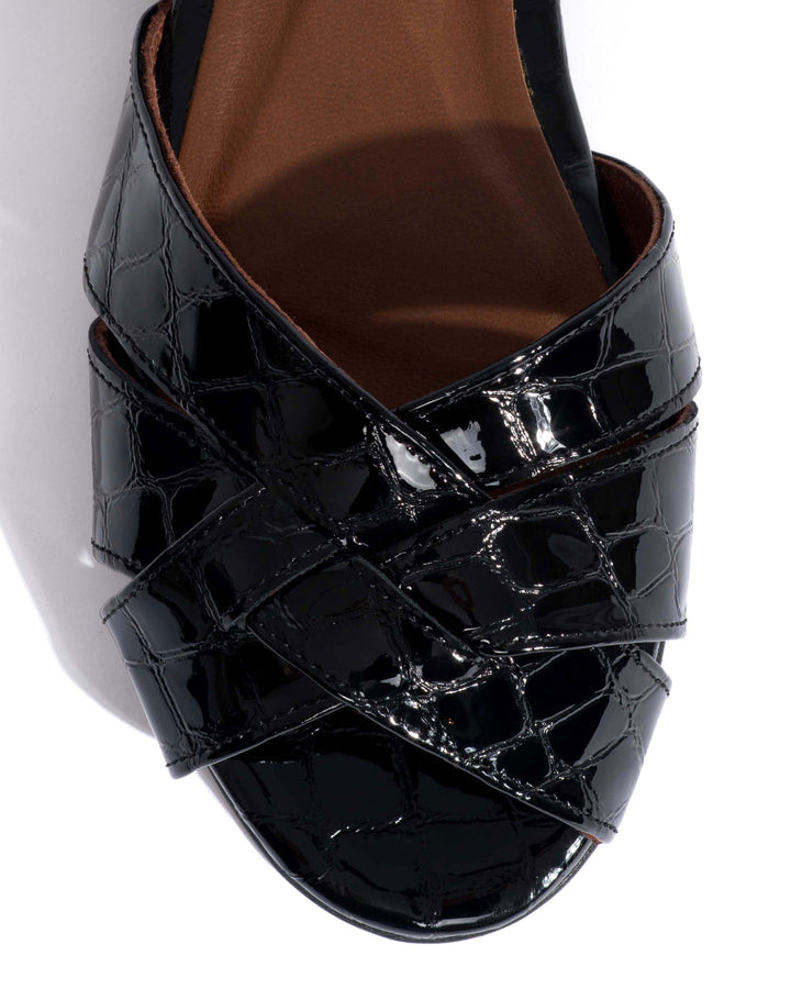 Sanni 20 Polished croco calf Black– Anonymous Copenhagen DK