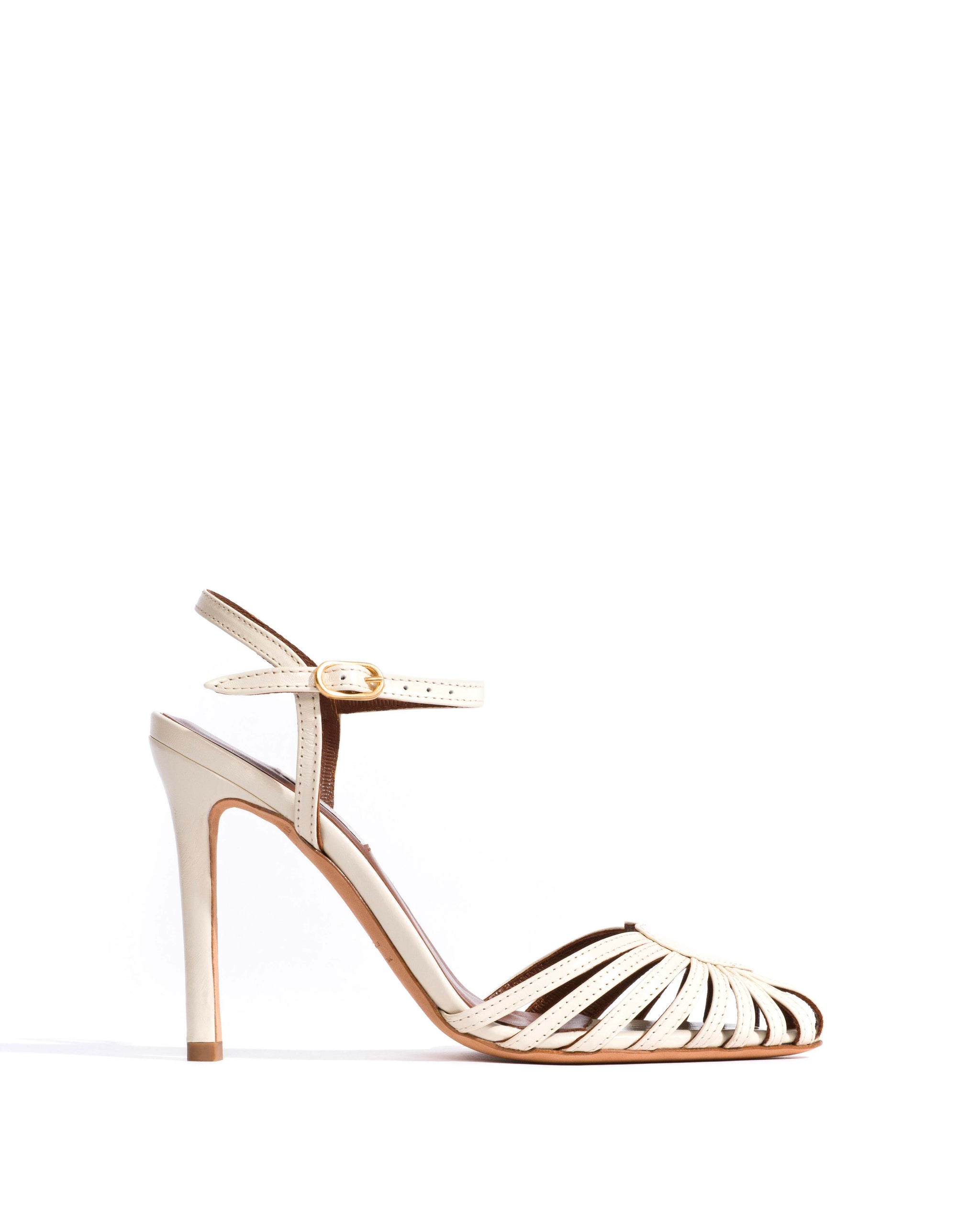 Keesha 100 Crinkled polished goat White sand - Anonymous Copenhagen Heels