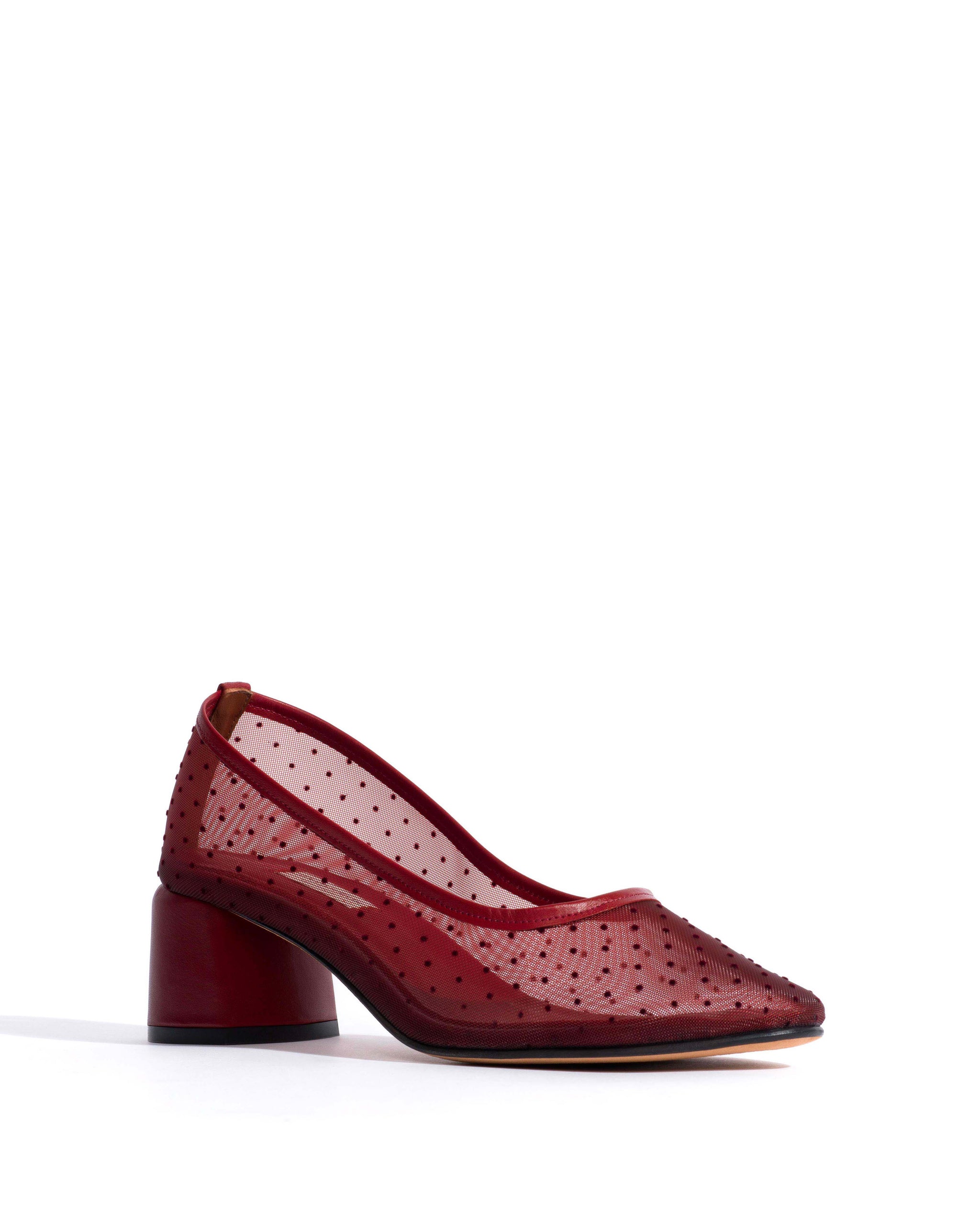 Sacha 40 mesh Shiny lamb & dot velvet mesh Pomegranate - Anonymous Copenhagen Heels
