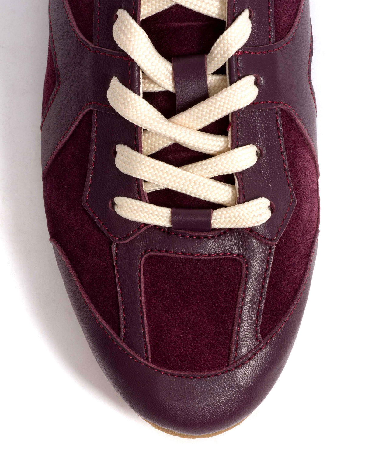 Sneakerina Shiny lamb & suede leather Fig purple