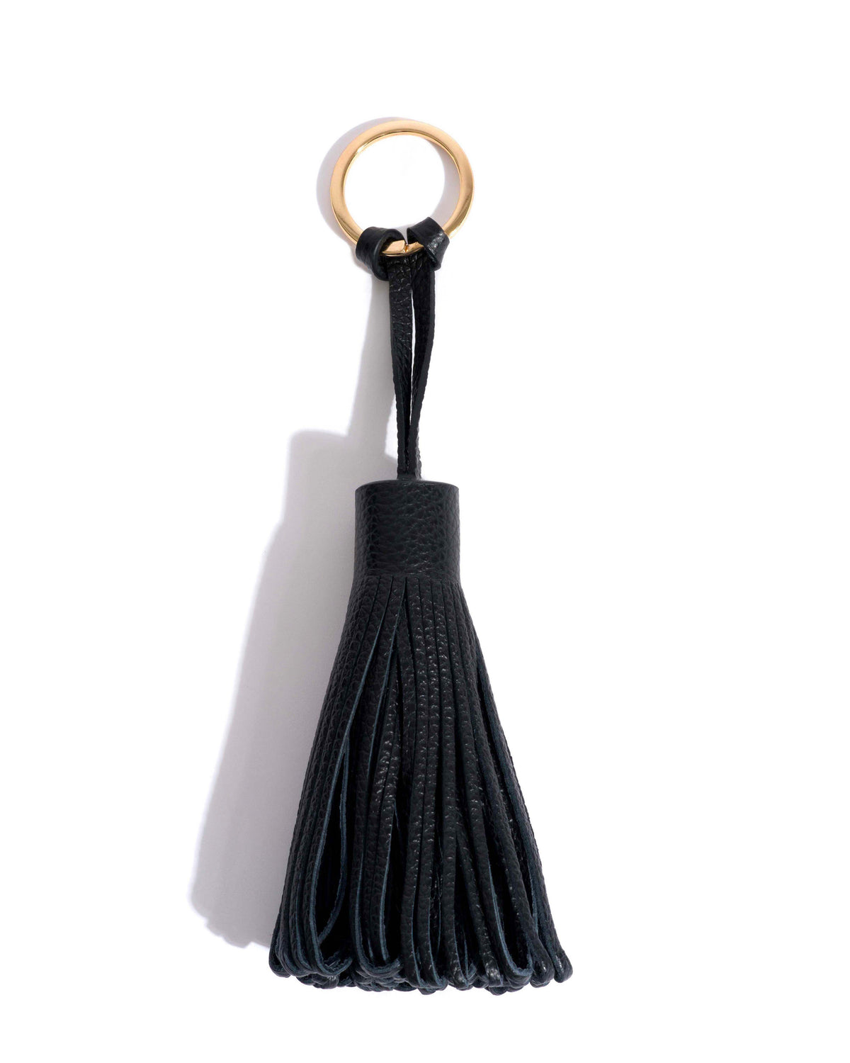 Katty fringe keyring Pebbled soft calf Black