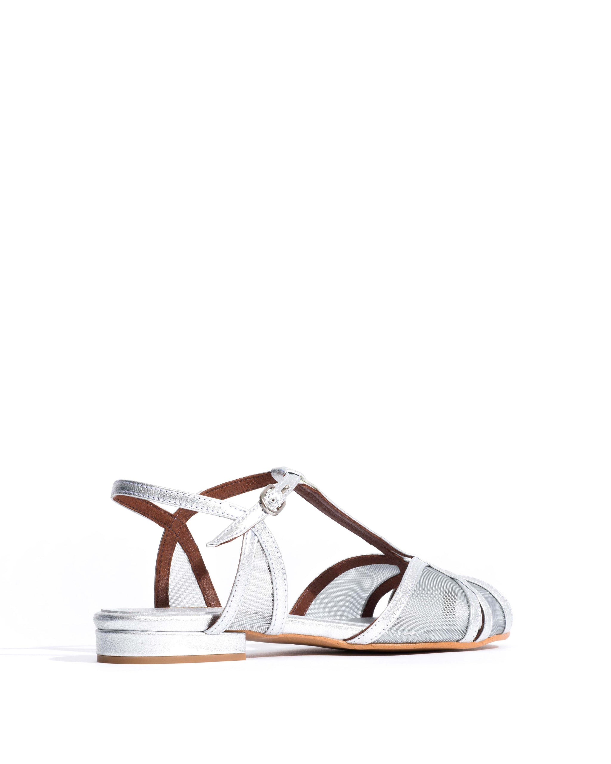 Therese 20 mesh Metallic goat & mesh Silver - Anonymous Copenhagen Flat sandals