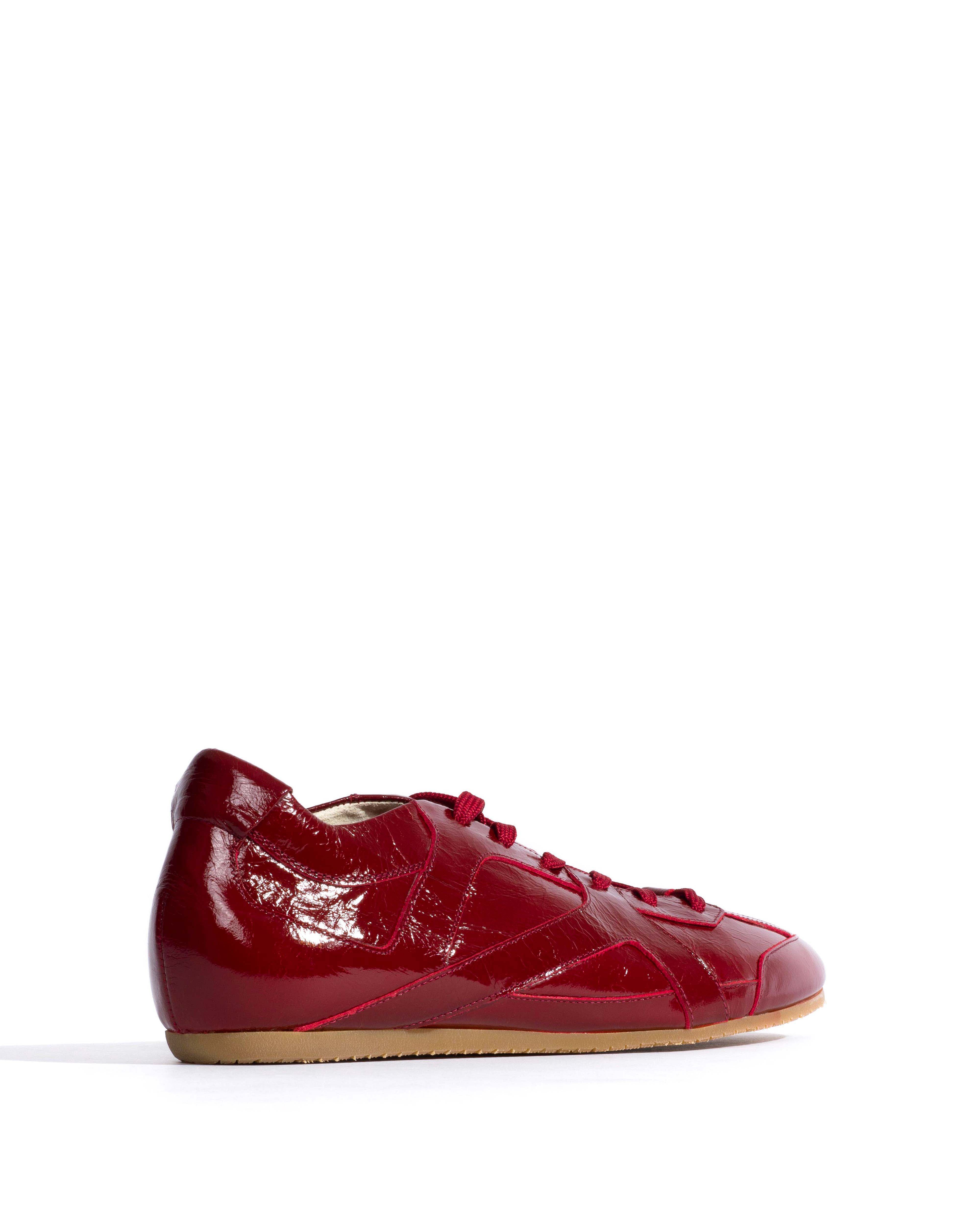 Sneakerina Crinkled polished goat Pomegranate