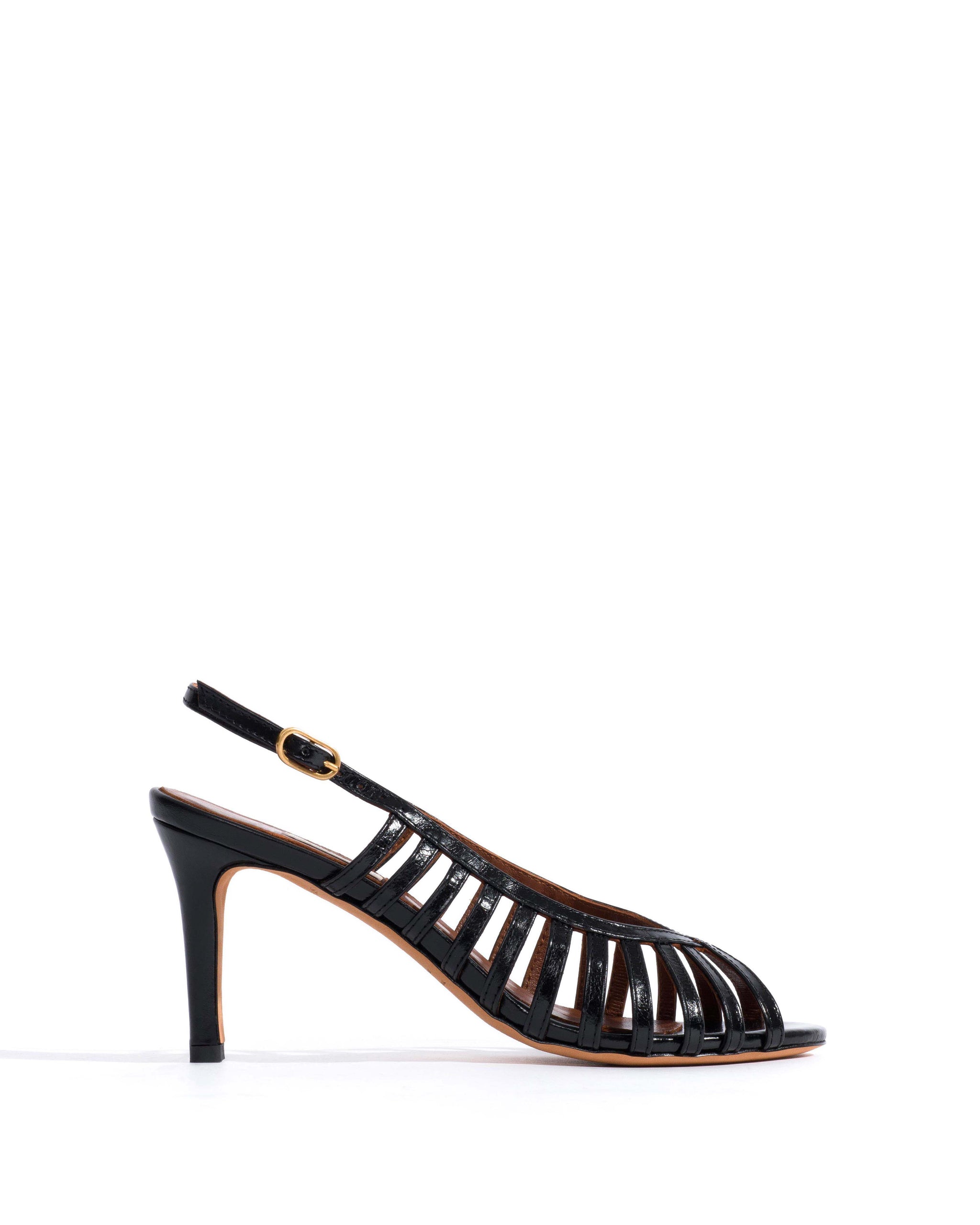 Carminho 75 Crinkled polished goat Black - Anonymous Copenhagen Heels