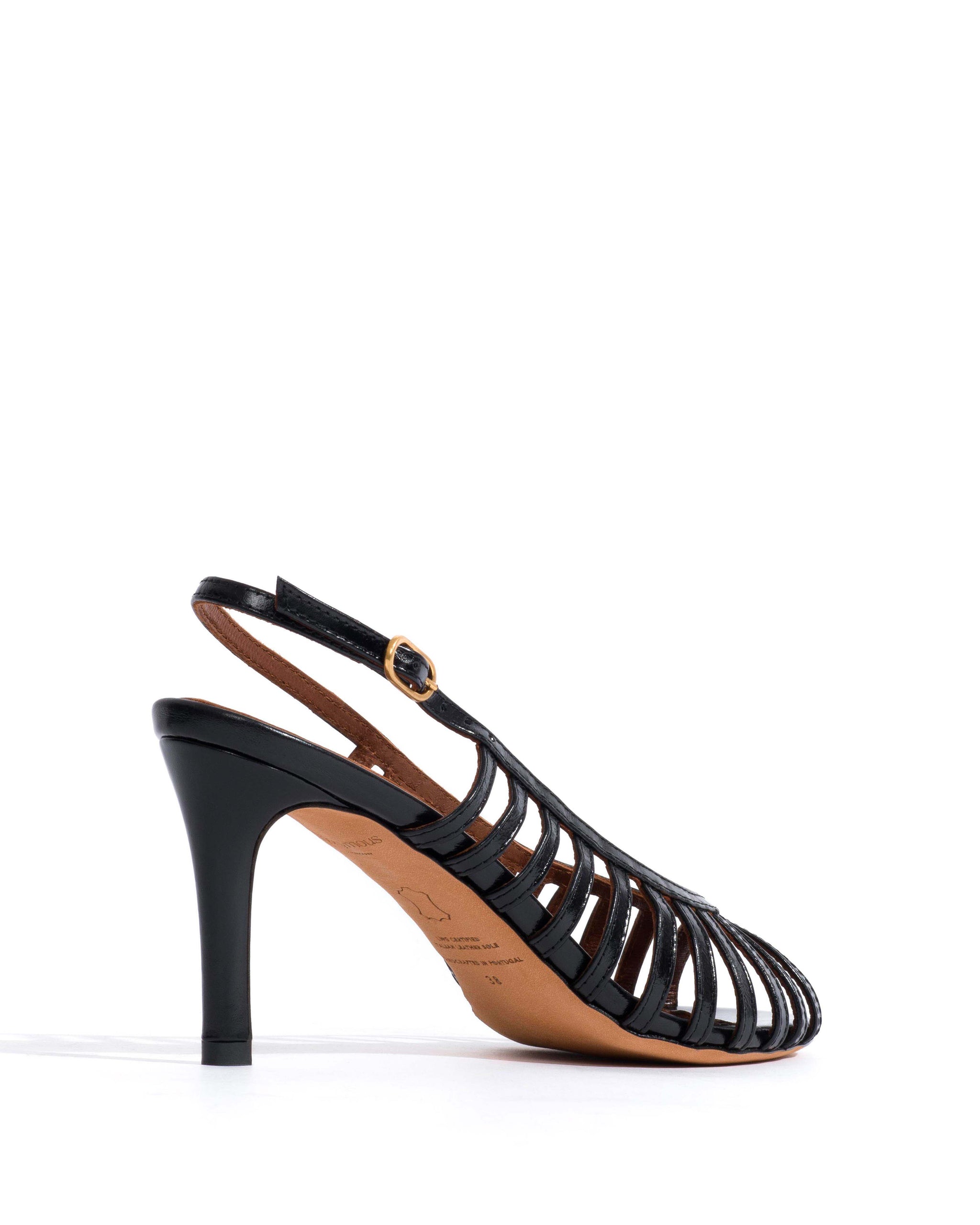 Carminho 75 Crinkled polished goat Black - Anonymous Copenhagen Heels