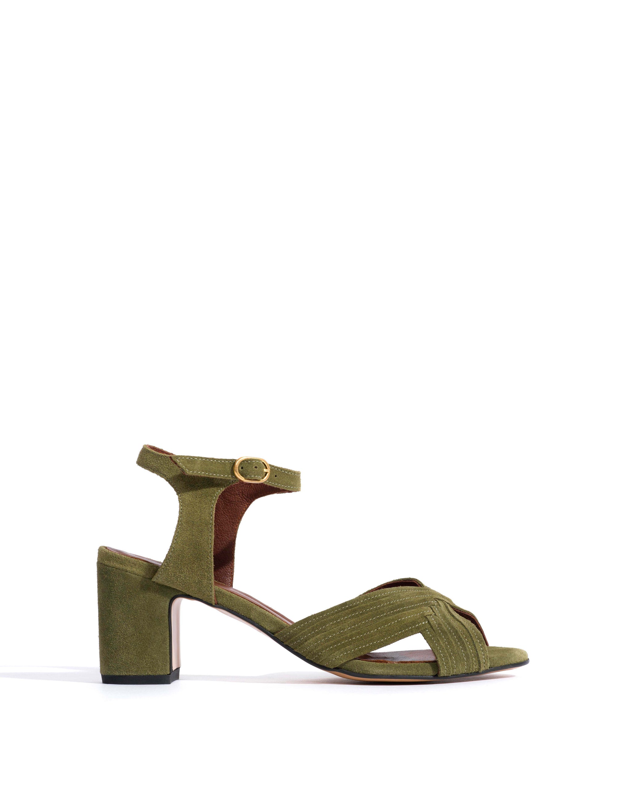 Niabi 50 Calf suede Olive green - Anonymous Copenhagen Heels