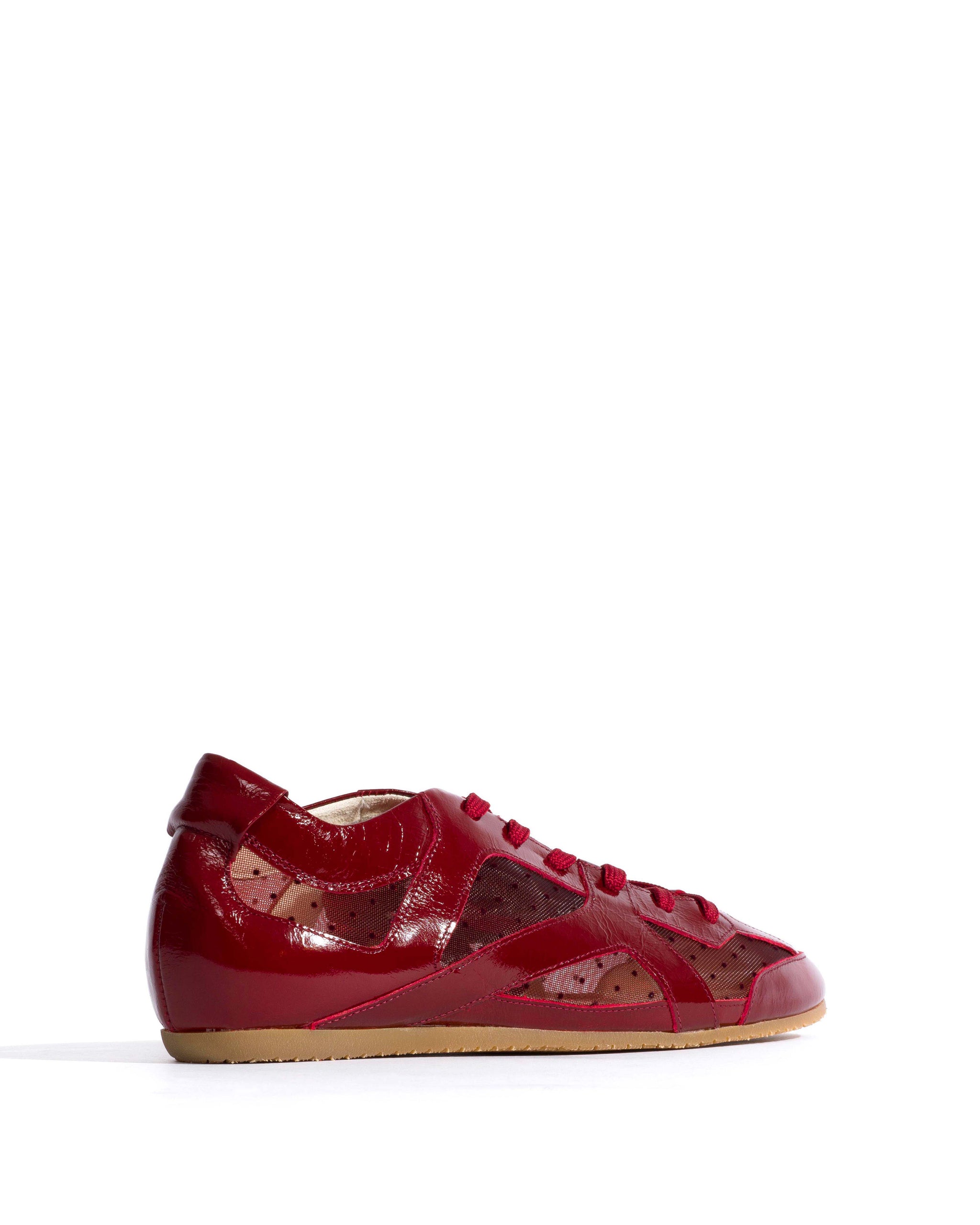 Sneakerina Crinkled polished goat & dot velvet mesh Pomegranate - Anonymous Copenhagen Sneakers