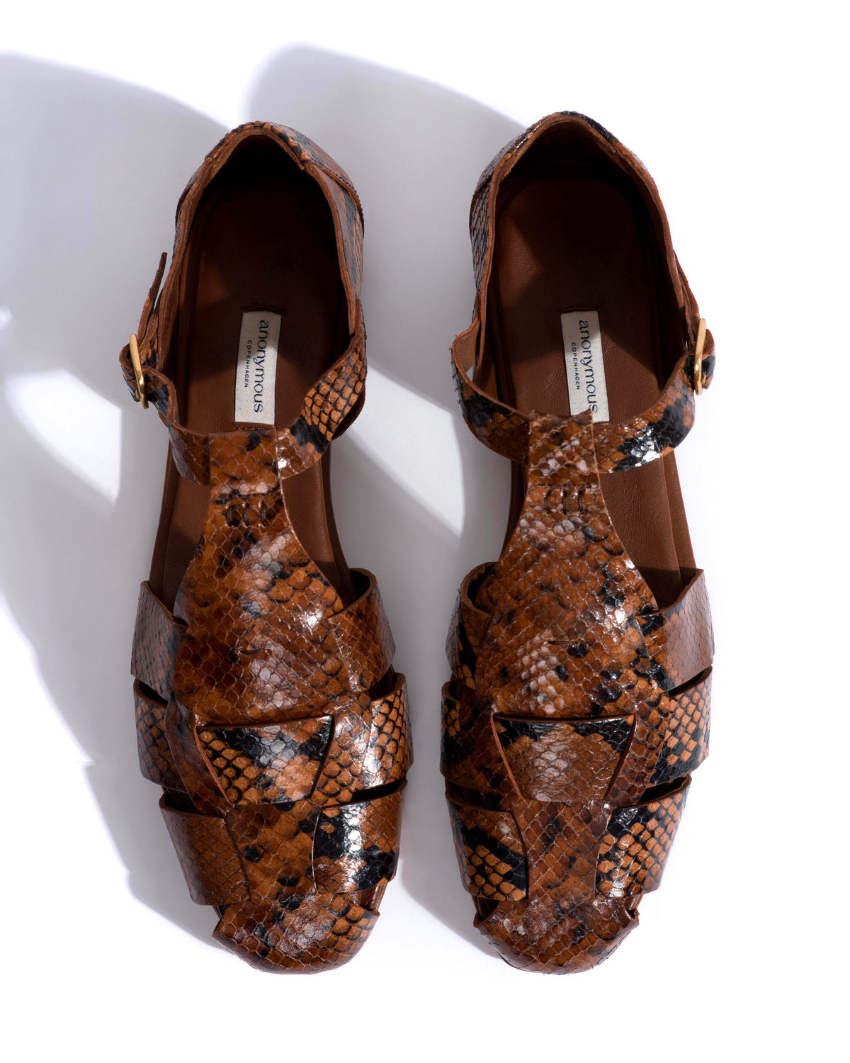 Lain flats Snake calf Hazelnut