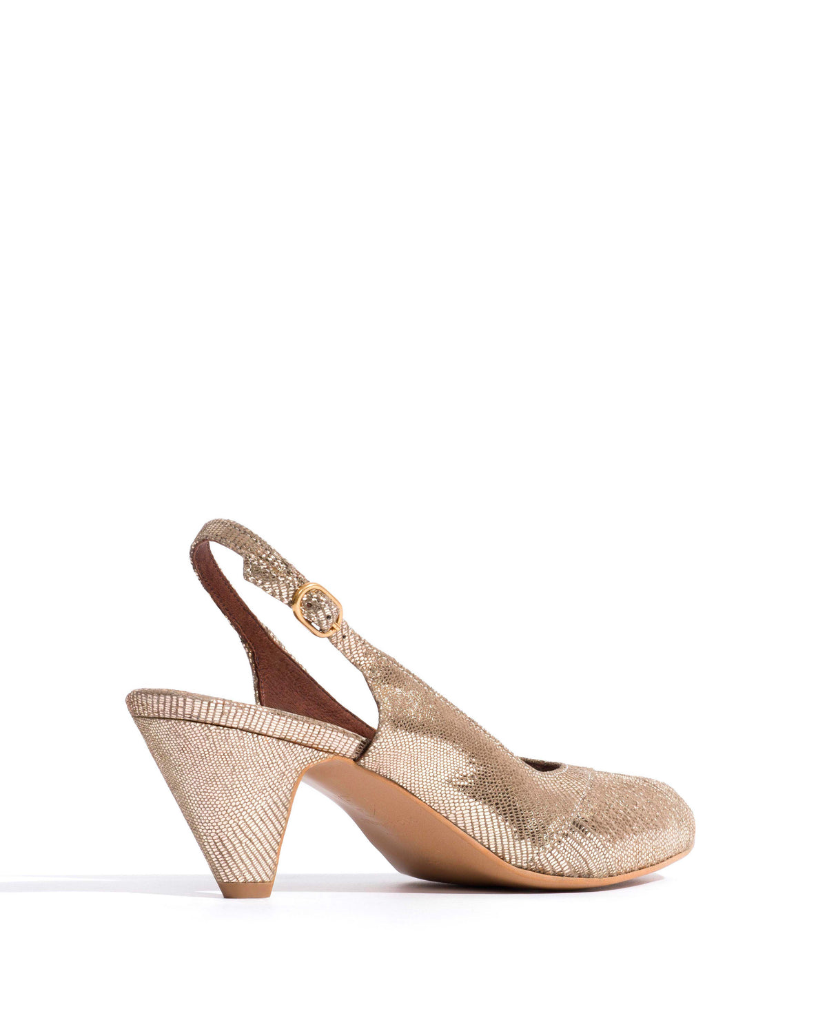 Cassandra 50 stiletto Lizard metallic goat Vintage champagne