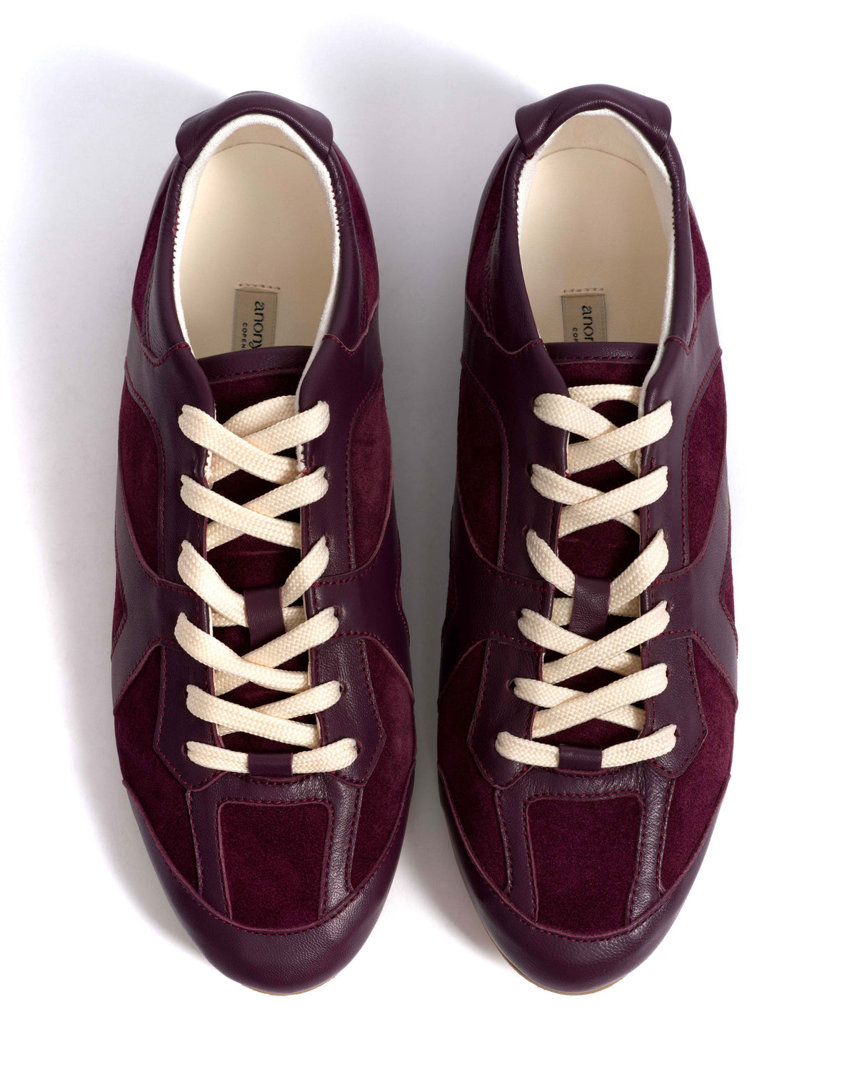Sneakerina Shiny lamb & suede leather Fig purple
