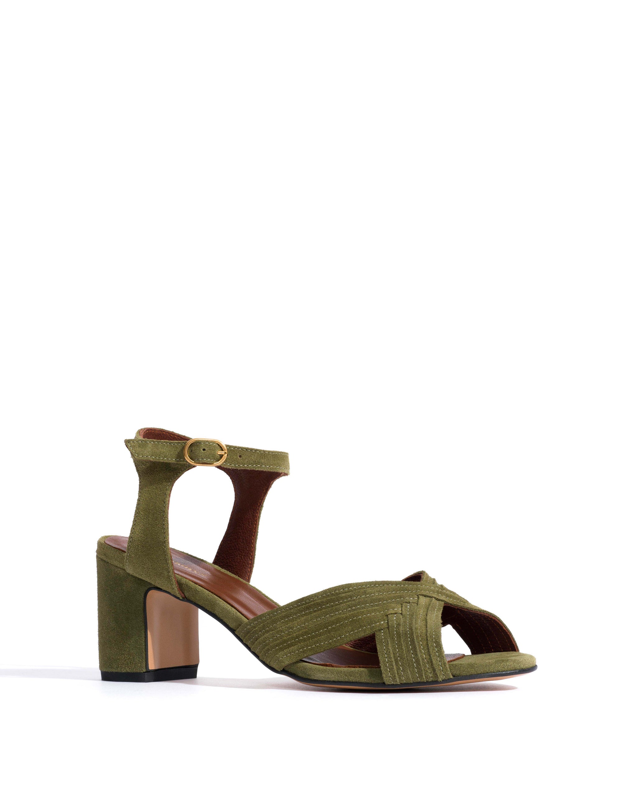 Niabi 50 Calf suede Olive green - Anonymous Copenhagen Heels