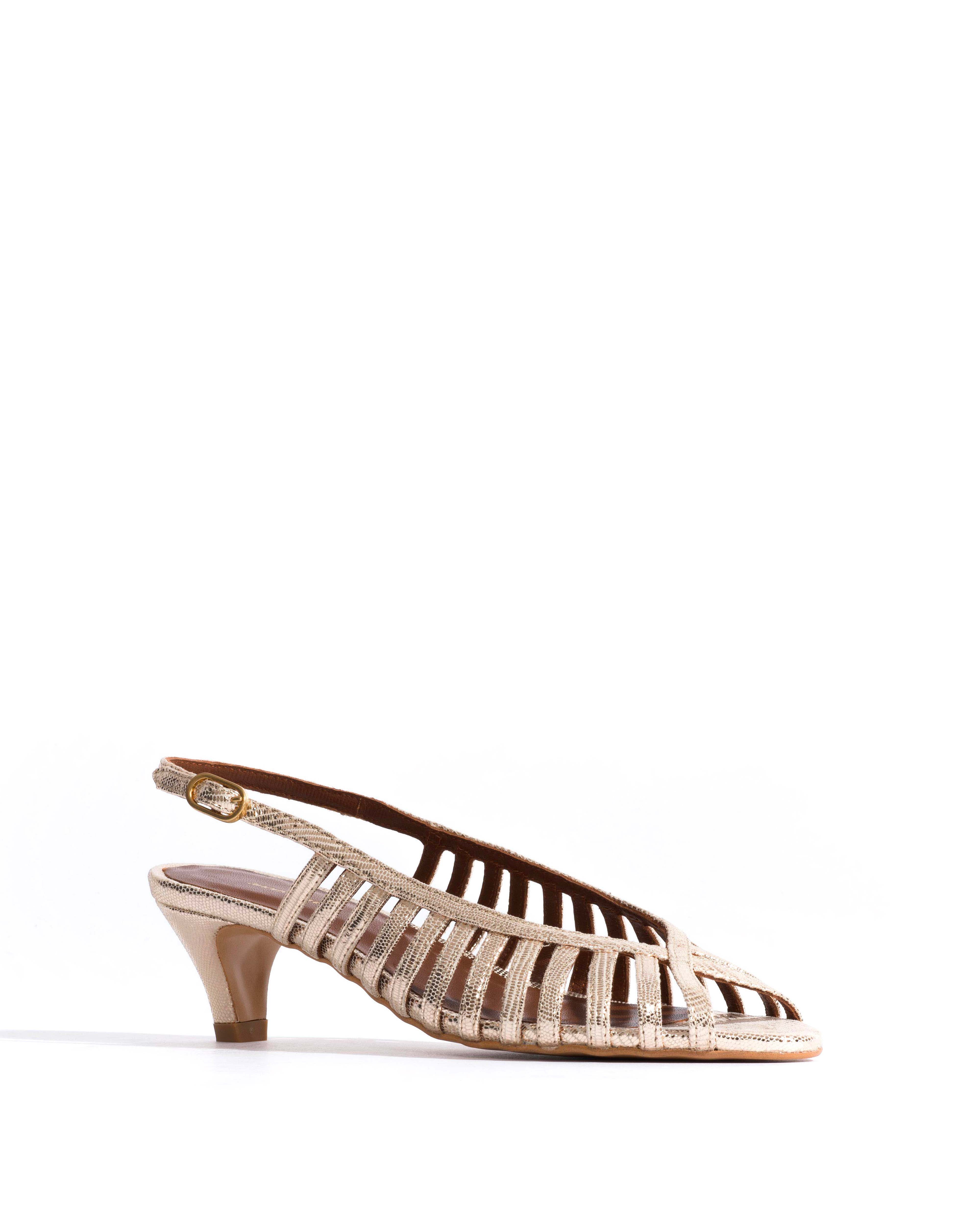 Carminho 40 stiletto Lizard metallic goat Champagne