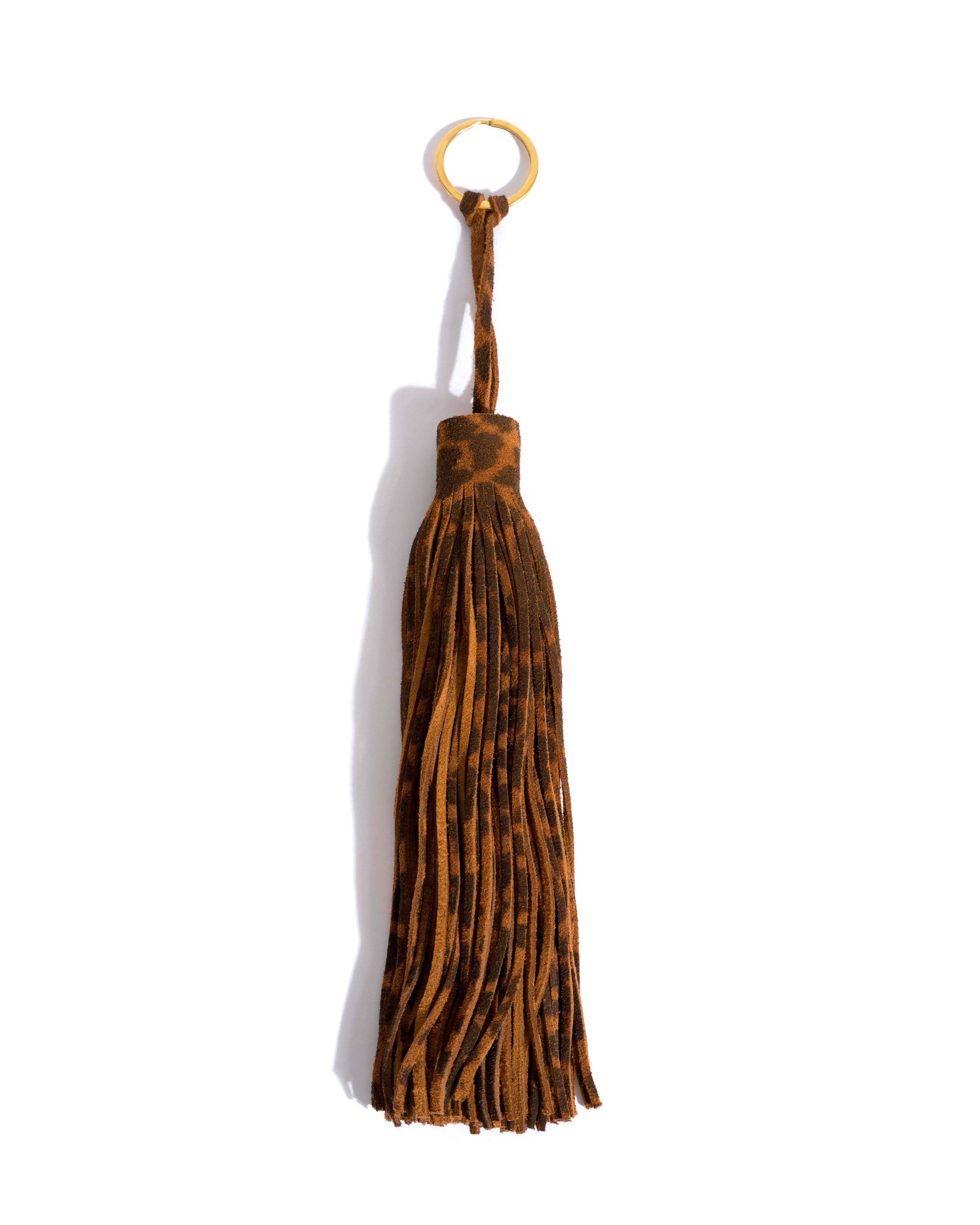 Langley fringe keyring Calf suede print Leopard - Anonymous Copenhagen Small Leather Goods