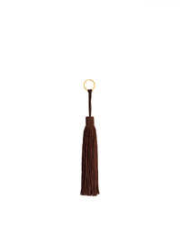 Langley fringe keyring Calf suede Chocolate