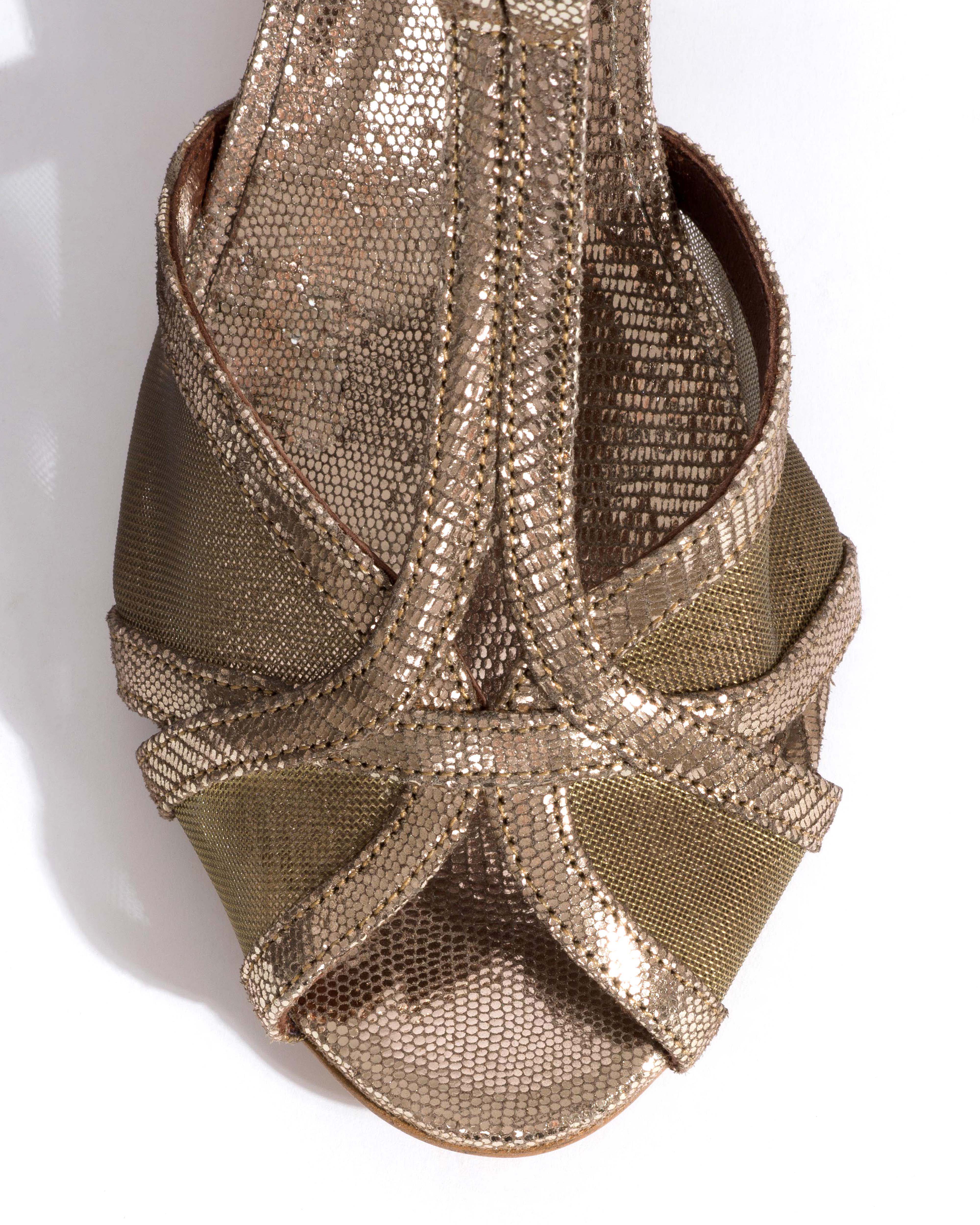 Therese 55 block mesh Lizard metallic goat & mesh Vintage champagne & gold