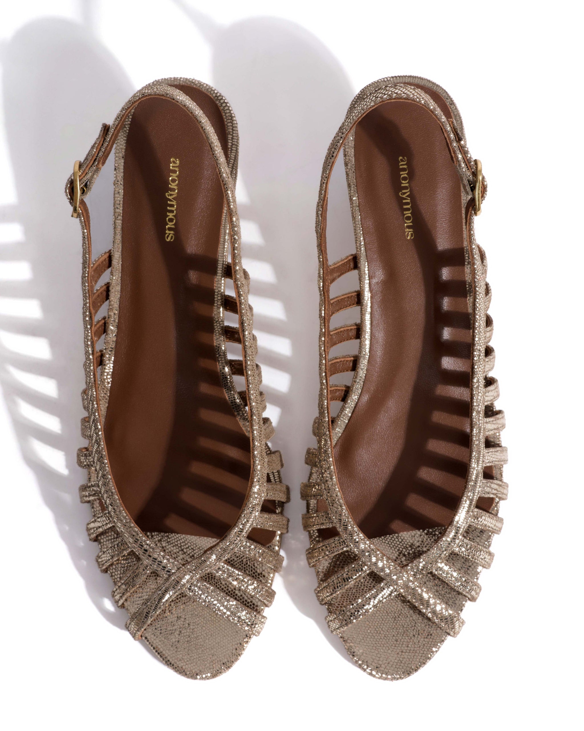 Carminho 40 stiletto Lizard metallic goat Vintage champagne