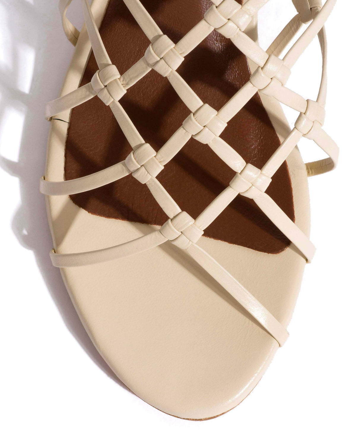 Conie 55 hand-braided Hand-braided leather White sand