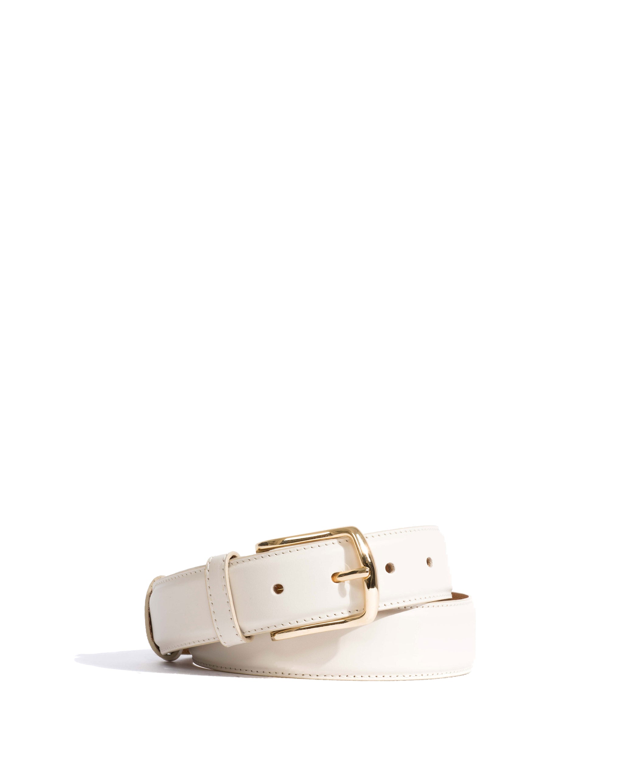 Quinn classic unisex leather belt Soft calf & metal White sand & gold buckle - Anonymous Copenhagen Belts