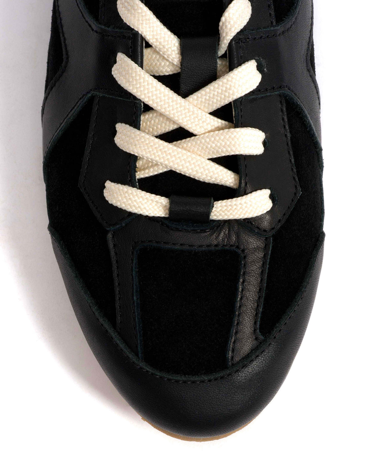 Sneakerina Shiny lamb & suede leather Black