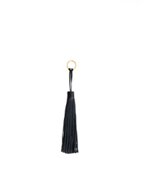 Langley fringe keyring Pebbled soft calf Black