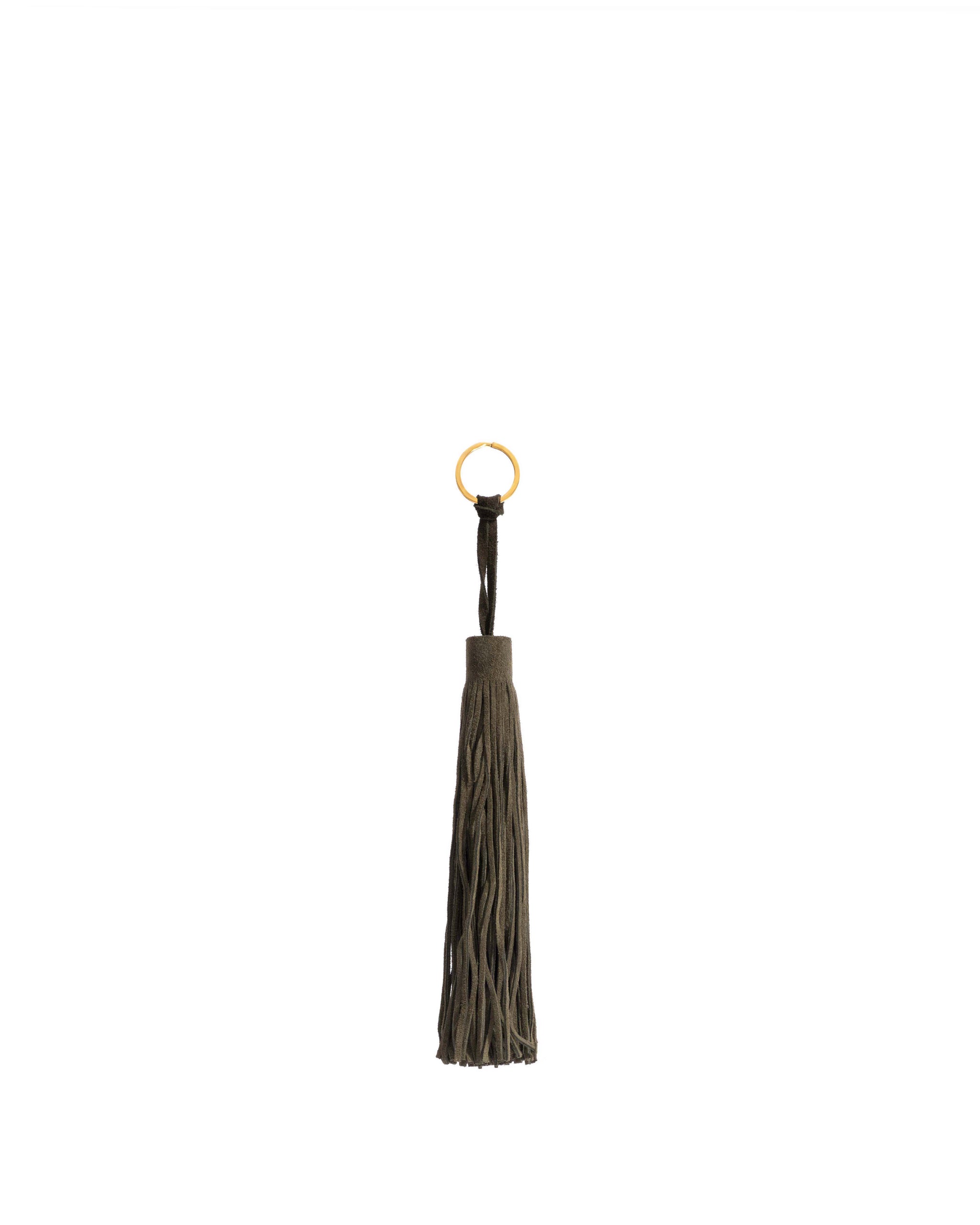 Langley fringe keyring Calf suede Moss green - Anonymous Copenhagen Small Leather Goods