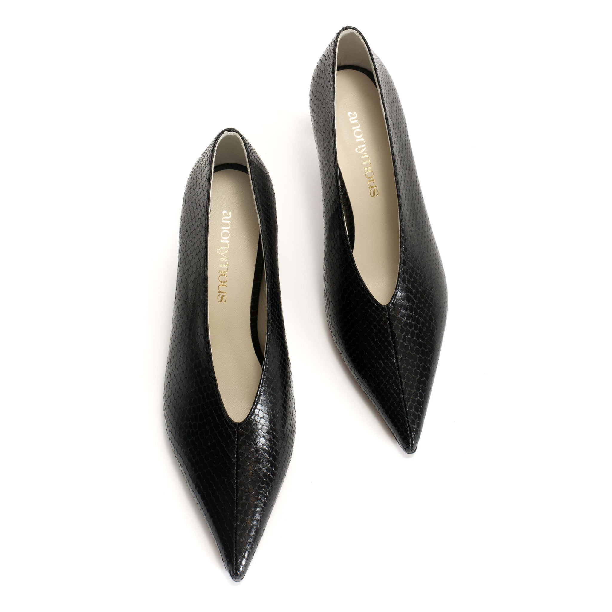 Phia 55 pin Snake metallic calf Black - Anonymous Copenhagen