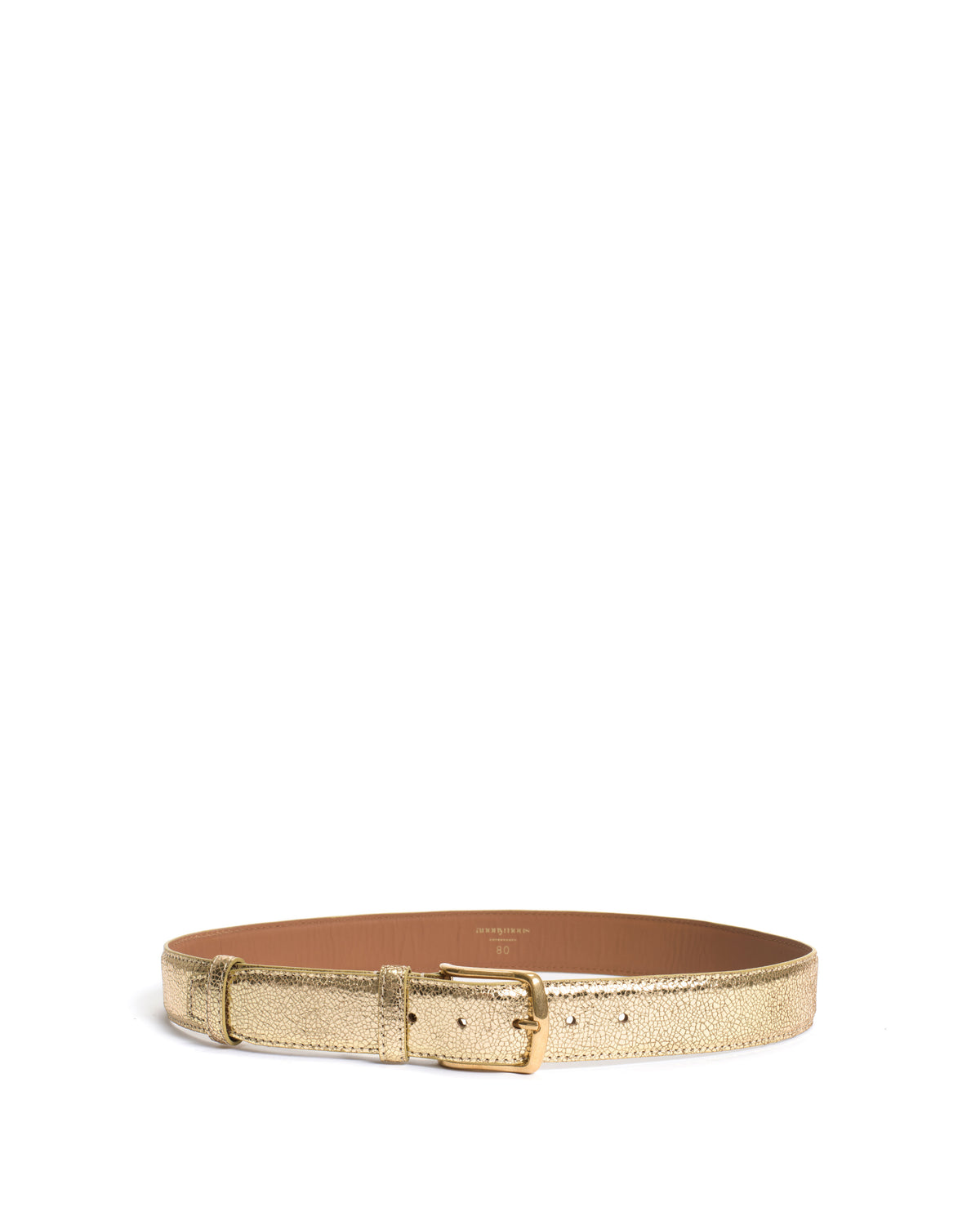 Quinn classic unisex leather belt Crackled metallic goat & metal Gold & gold buckle