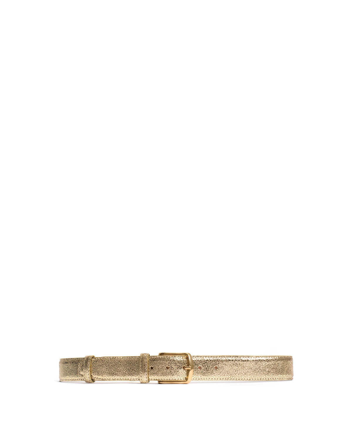 Quinn classic unisex leather belt Crackled metallic goat & metal Gold & gold buckle