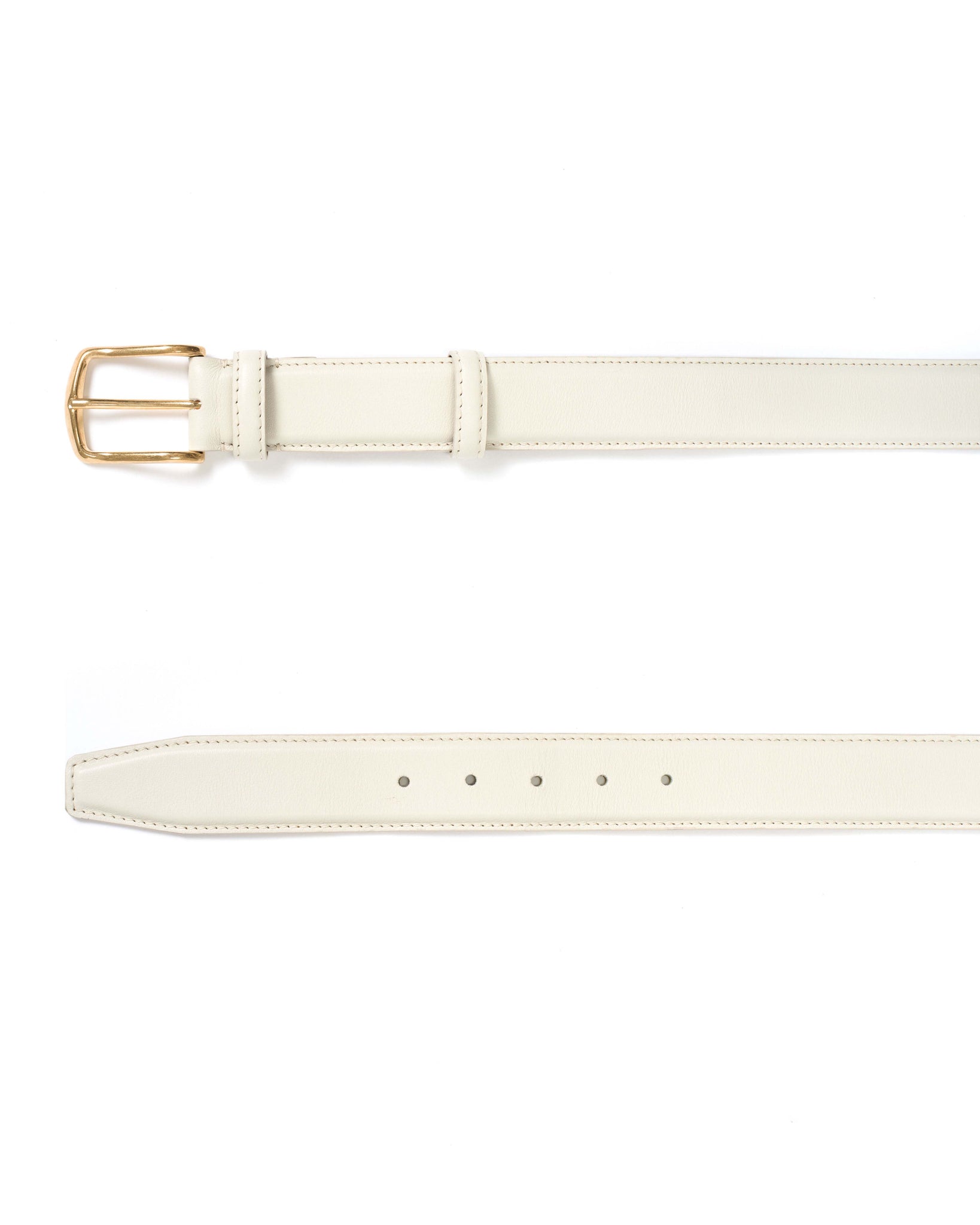 Quinn classic unisex leather belt Soft calf Milk white & gold buckle - Anonymous Copenhagen