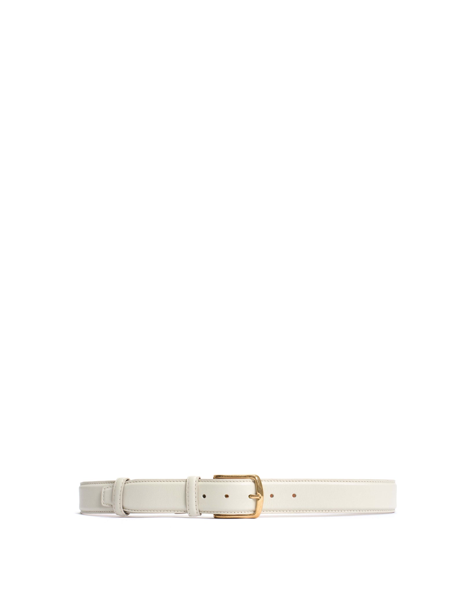 Quinn classic unisex leather belt Soft calf Milk white & gold buckle - Anonymous Copenhagen