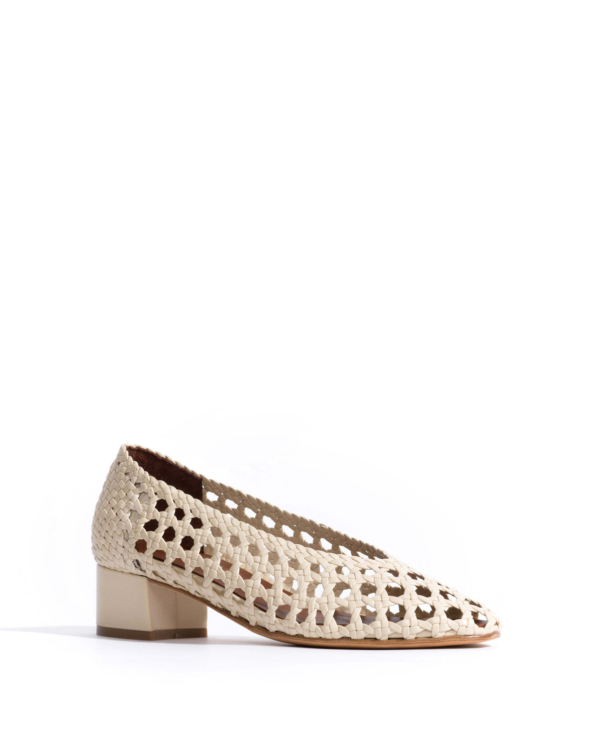Sessi 40 hand-braided Hand-braided leather White sand