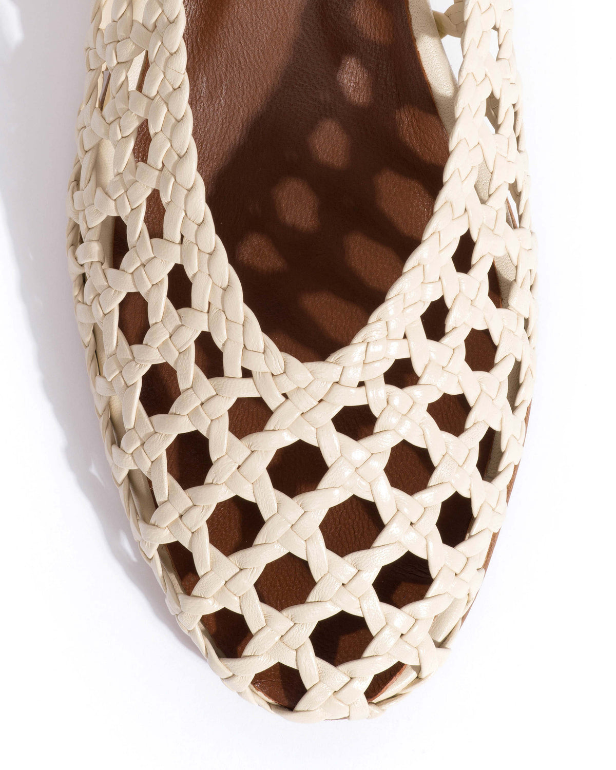 Sessi 40 hand-braided Hand-braided leather White sand
