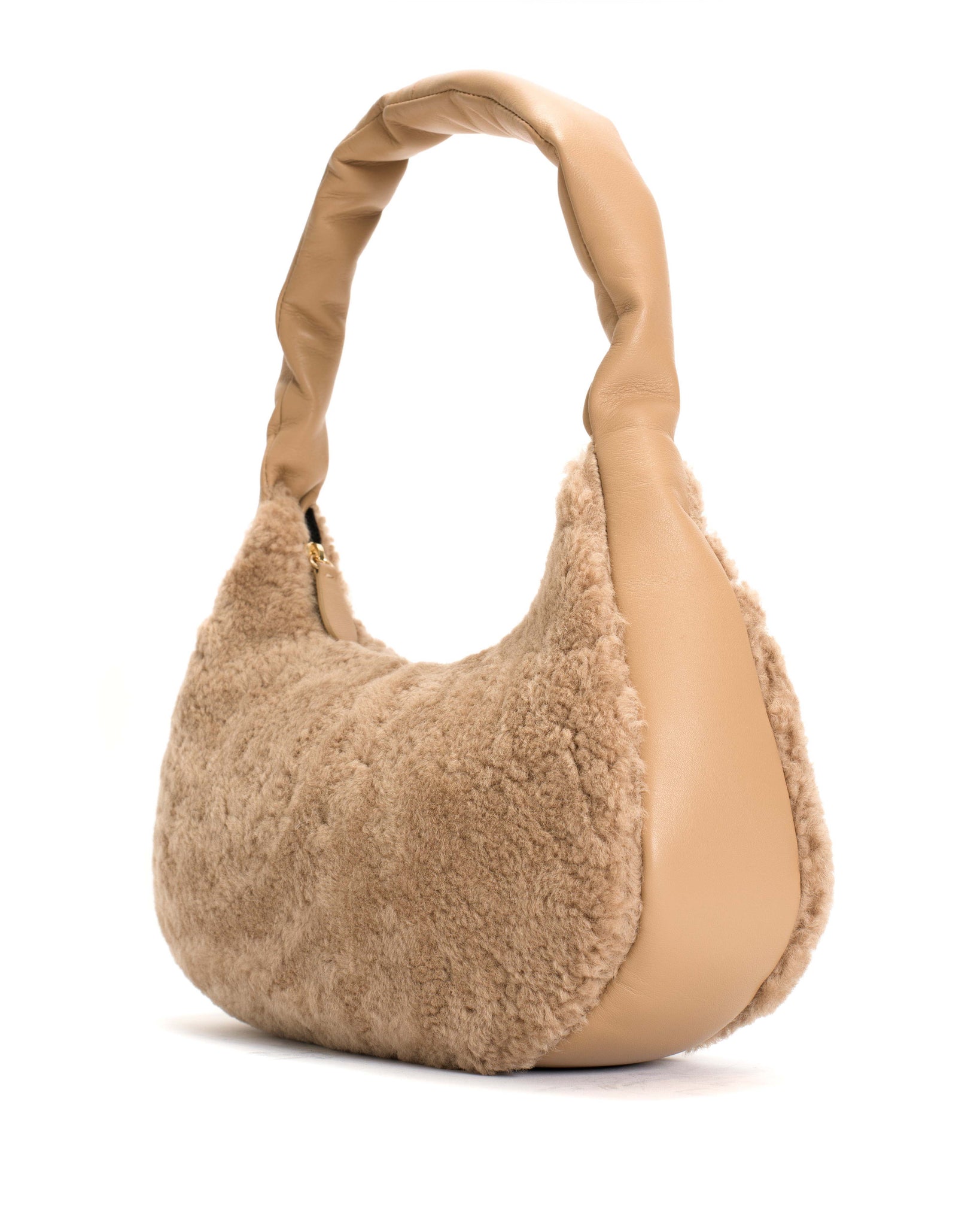 Shane Grand pillow bag Shearling & Shiny lamb Desert sand - Anonymous Copenhagen