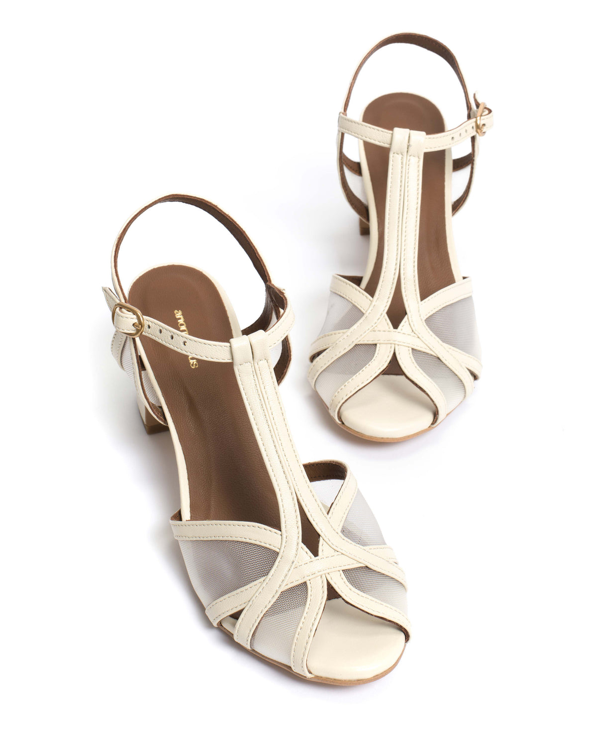 Therese 55 mesh Shiny lamb & mesh White sand