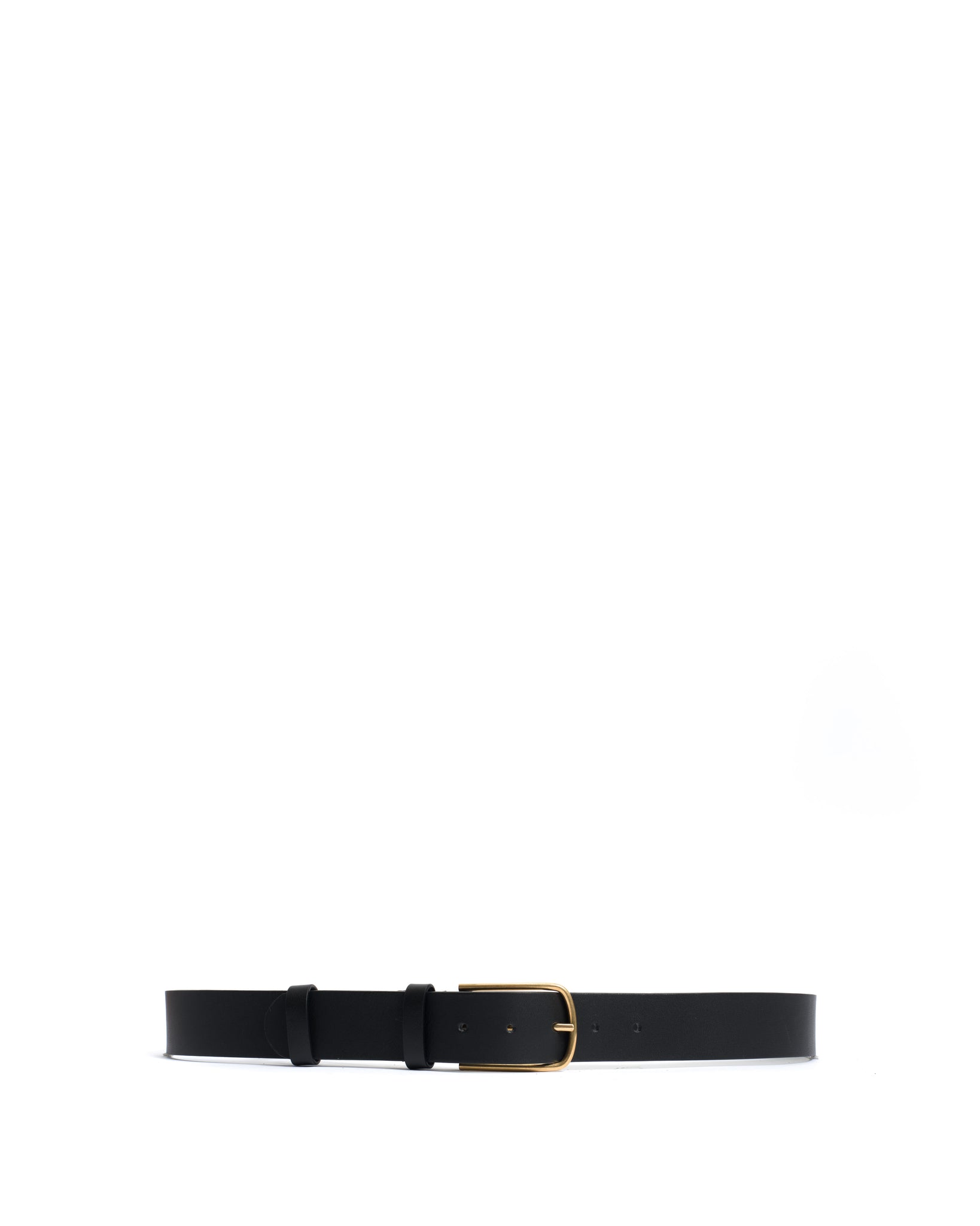 Whane simple unisex leather belt Vegetable tanned calf Black & gold buckle - Anonymous Copenhagen