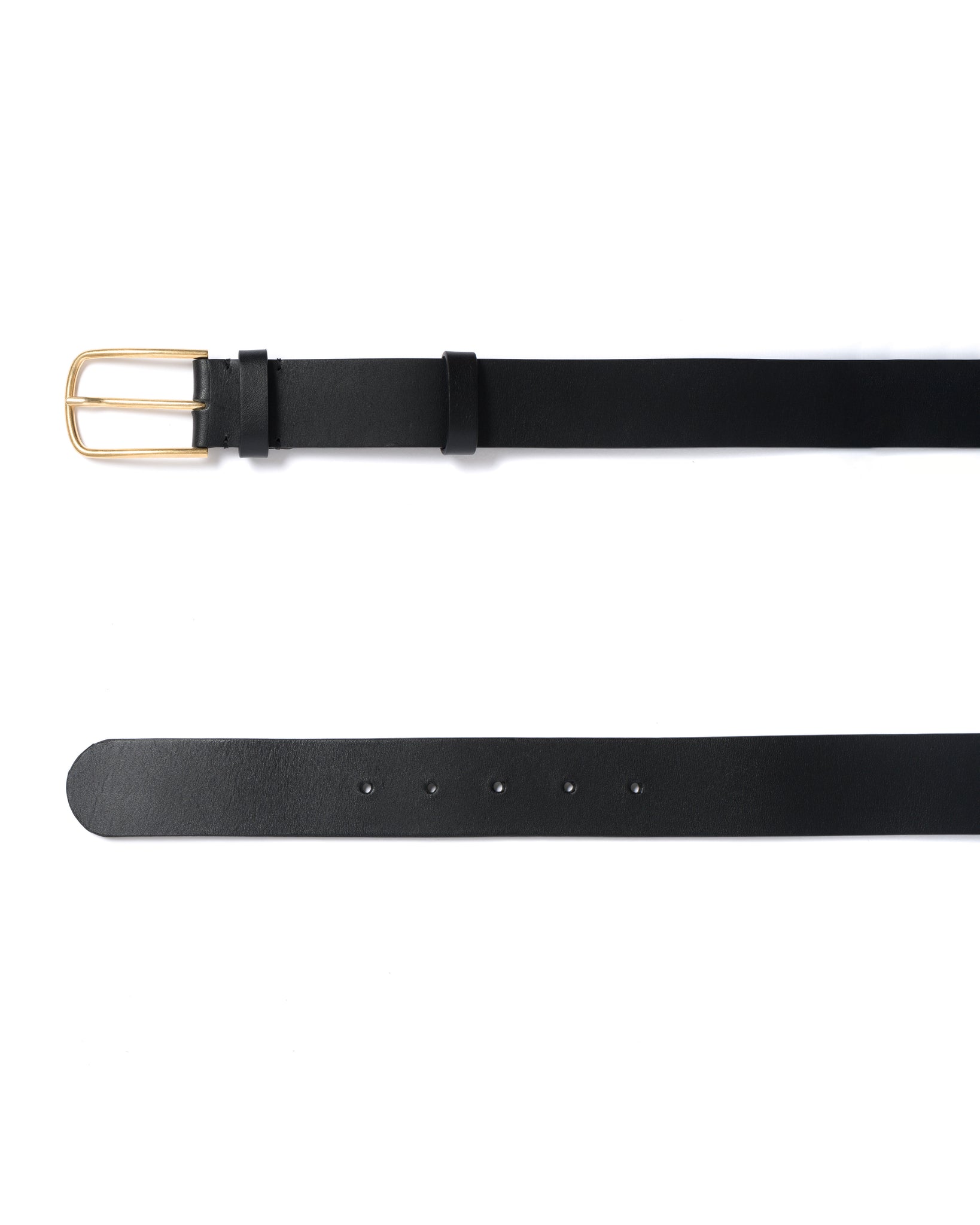 Whane simple unisex leather belt Vegetable tanned calf Black & gold buckle - Anonymous Copenhagen