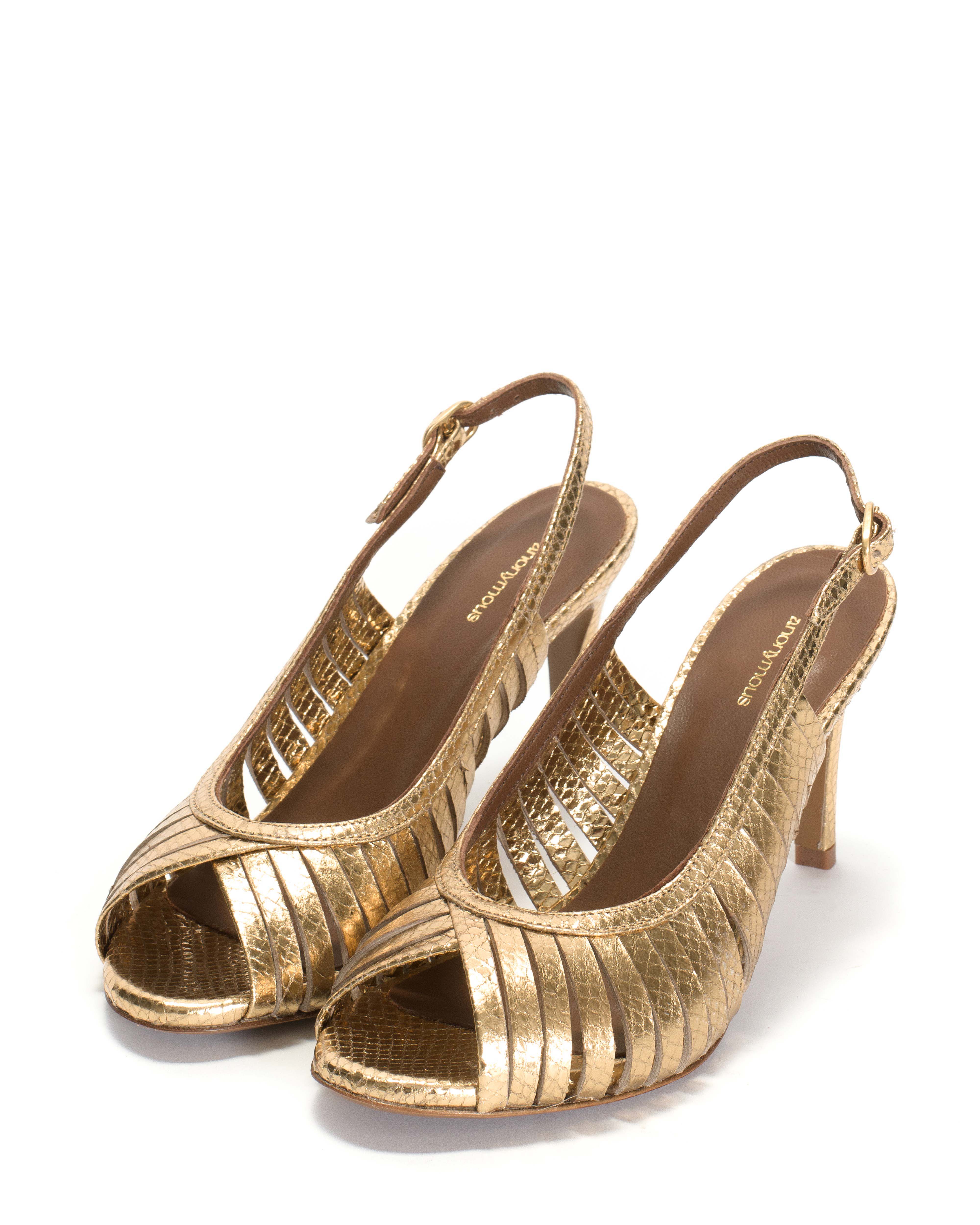 Zenia 75 Snake metallic calf Gold