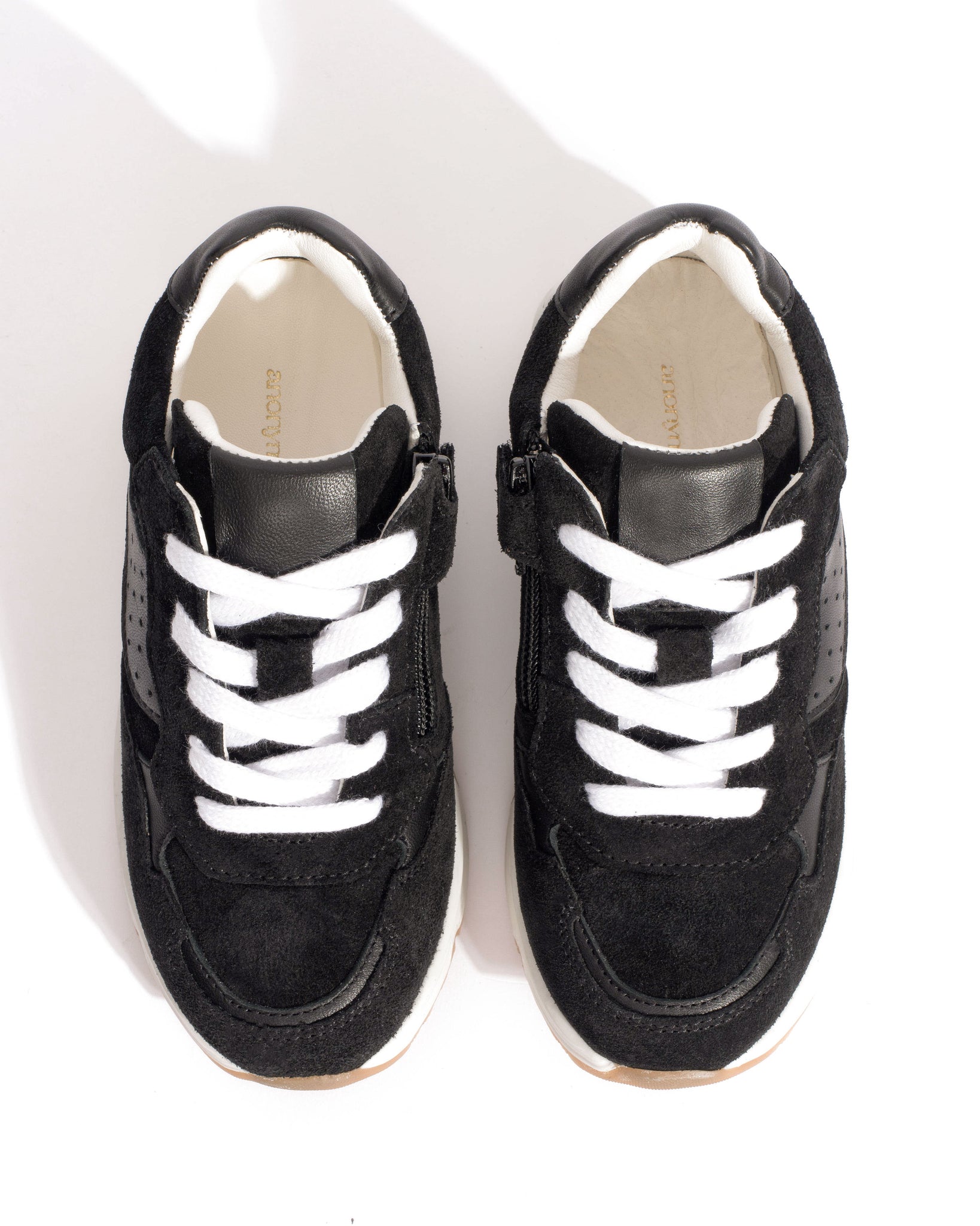 Cally junior Calf suede & sleek leather Black - Anonymous Copenhagen