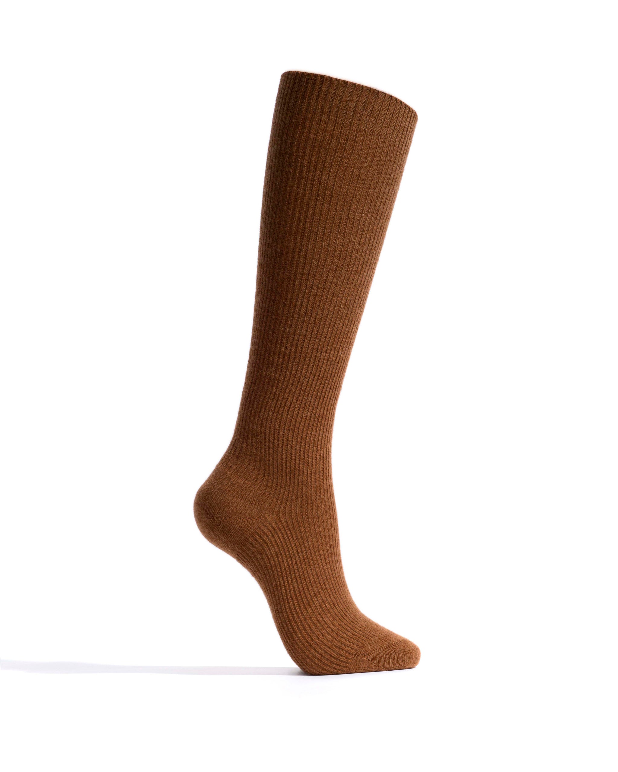 Lanai knee-high cashmere socks 70% wool 30% cashmere Coconut brown