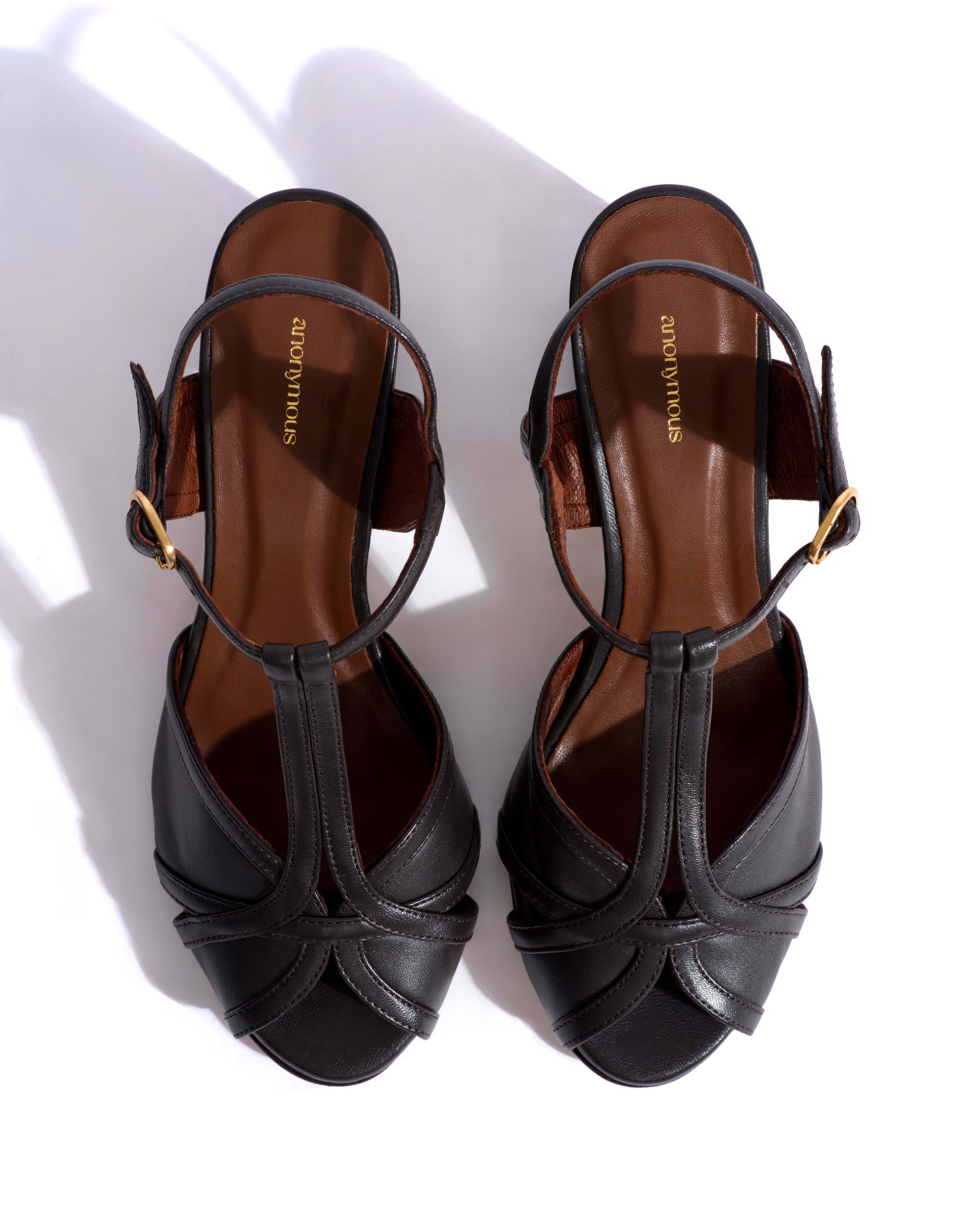 Therese 55 Shiny lamb Espresso brown