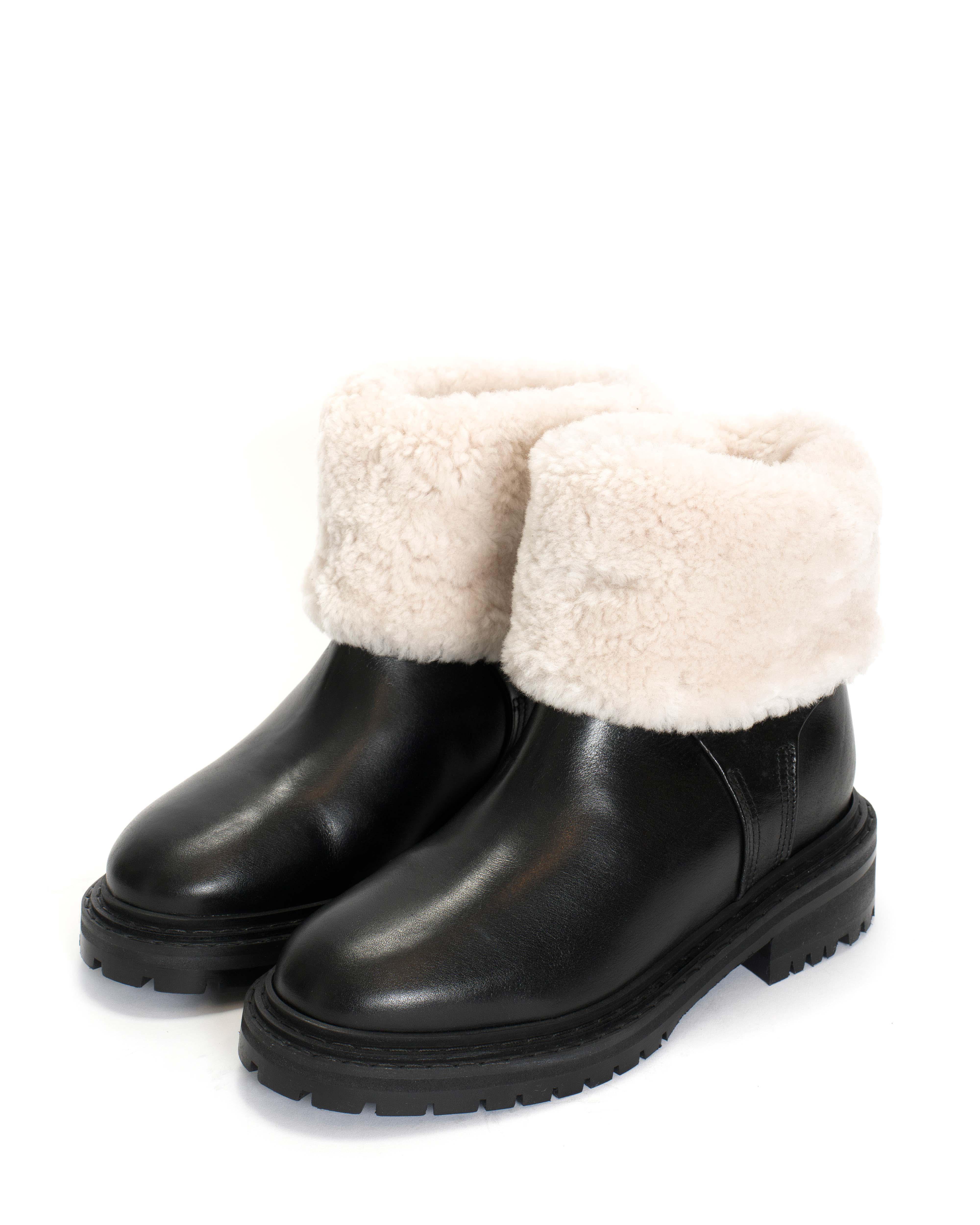 kallie lamb fur Calf nappa Black