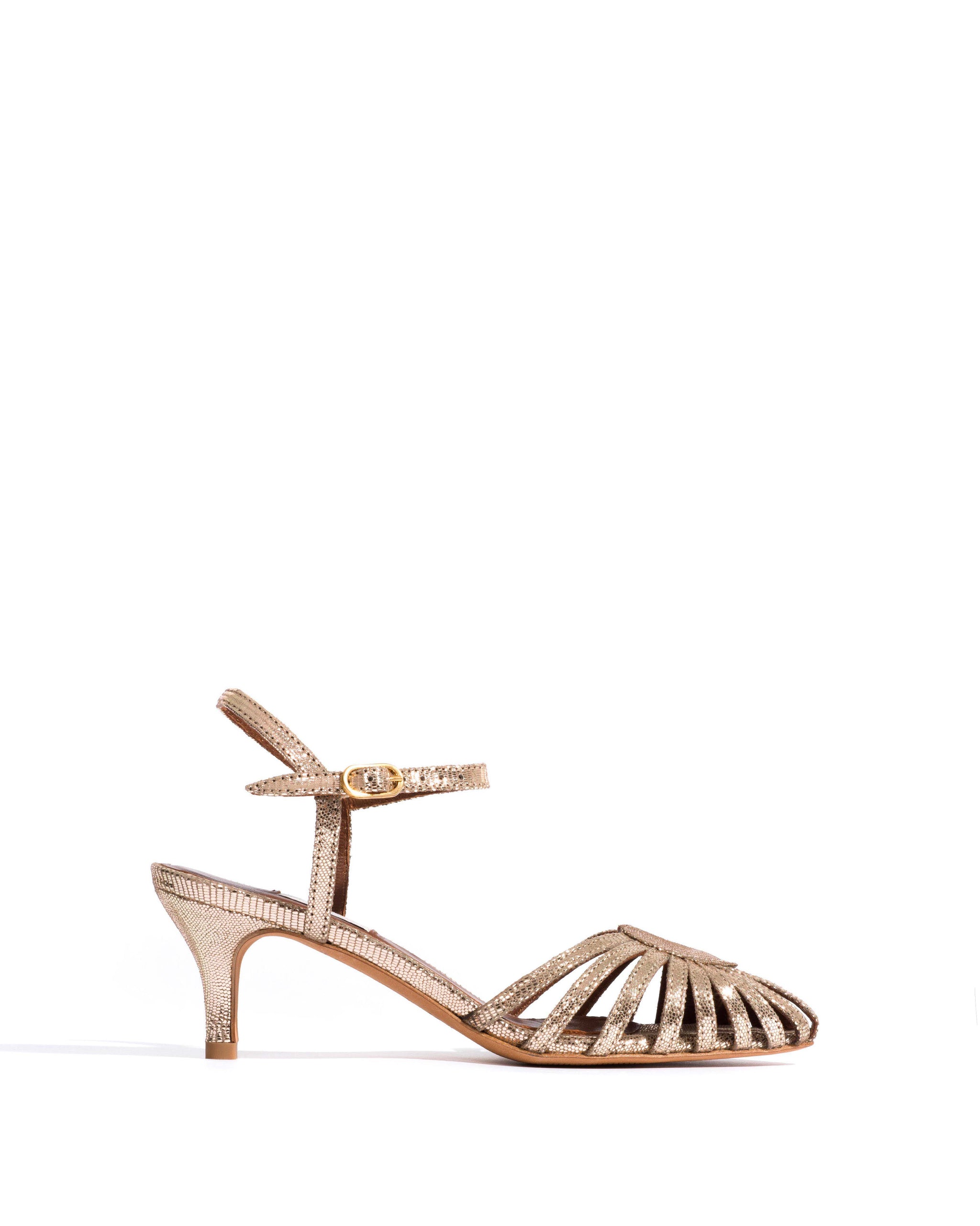 Keesha 55 Lizard metallic goat Vintage champagne - Anonymous Copenhagen Heels