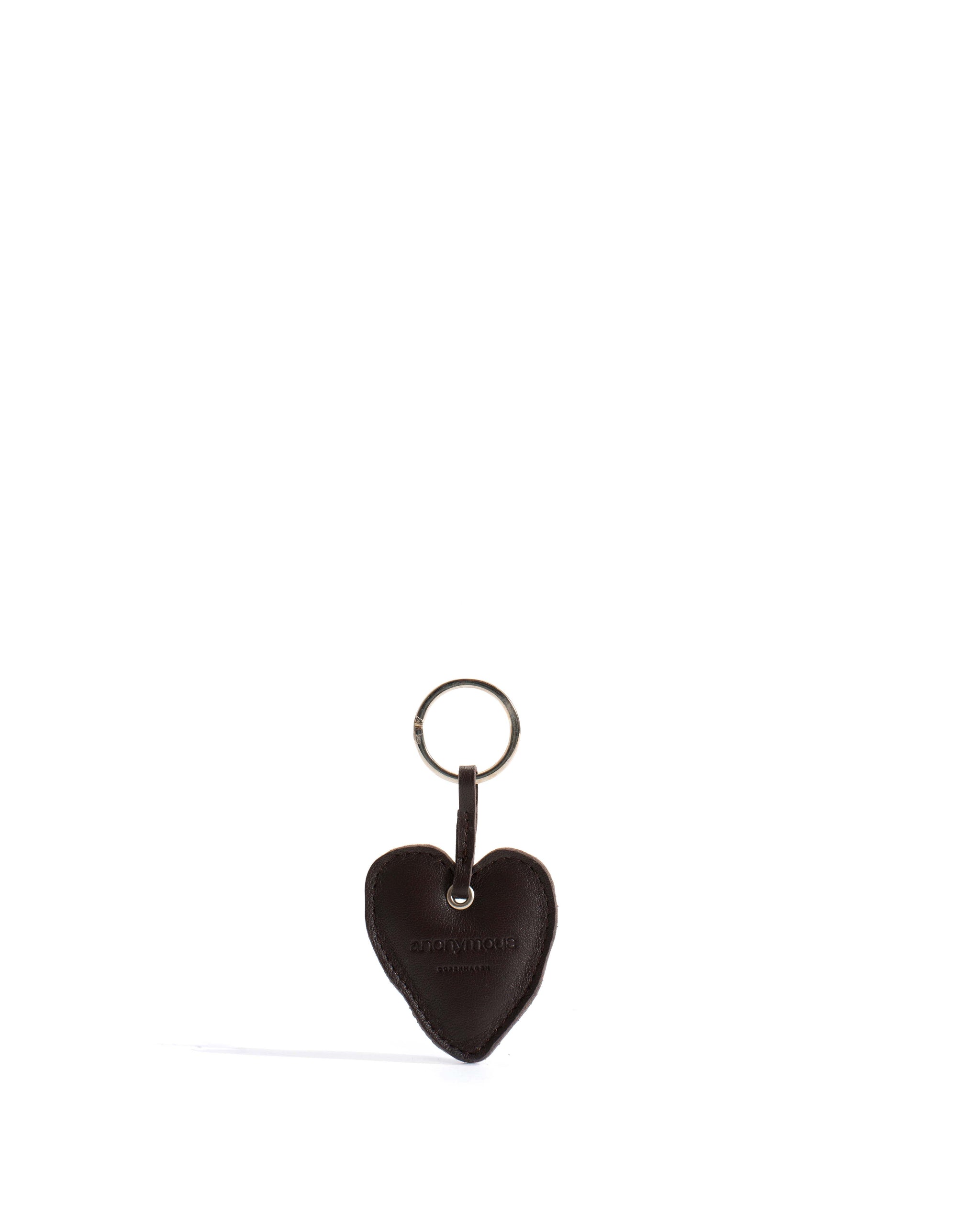 Heart keyring Shiny lamb Coffee brown - Anonymous Copenhagen Small Leather Goods