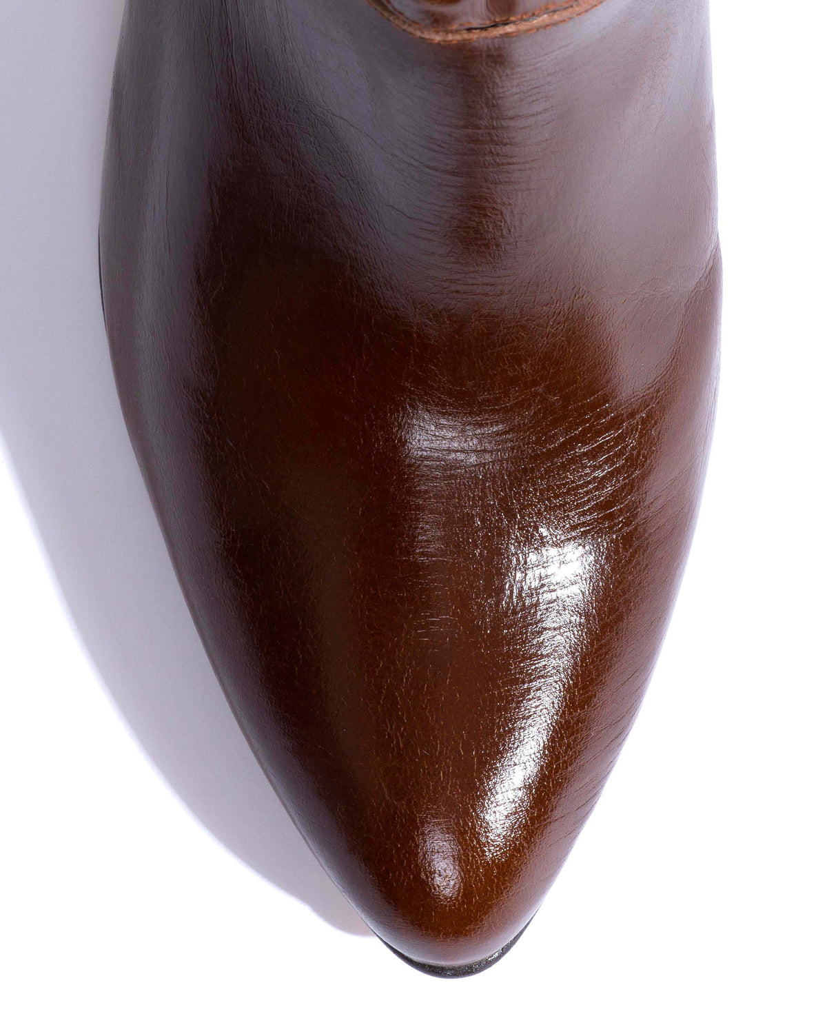 Jassi 50 stiletto Crinkled polished goat Caramel brown